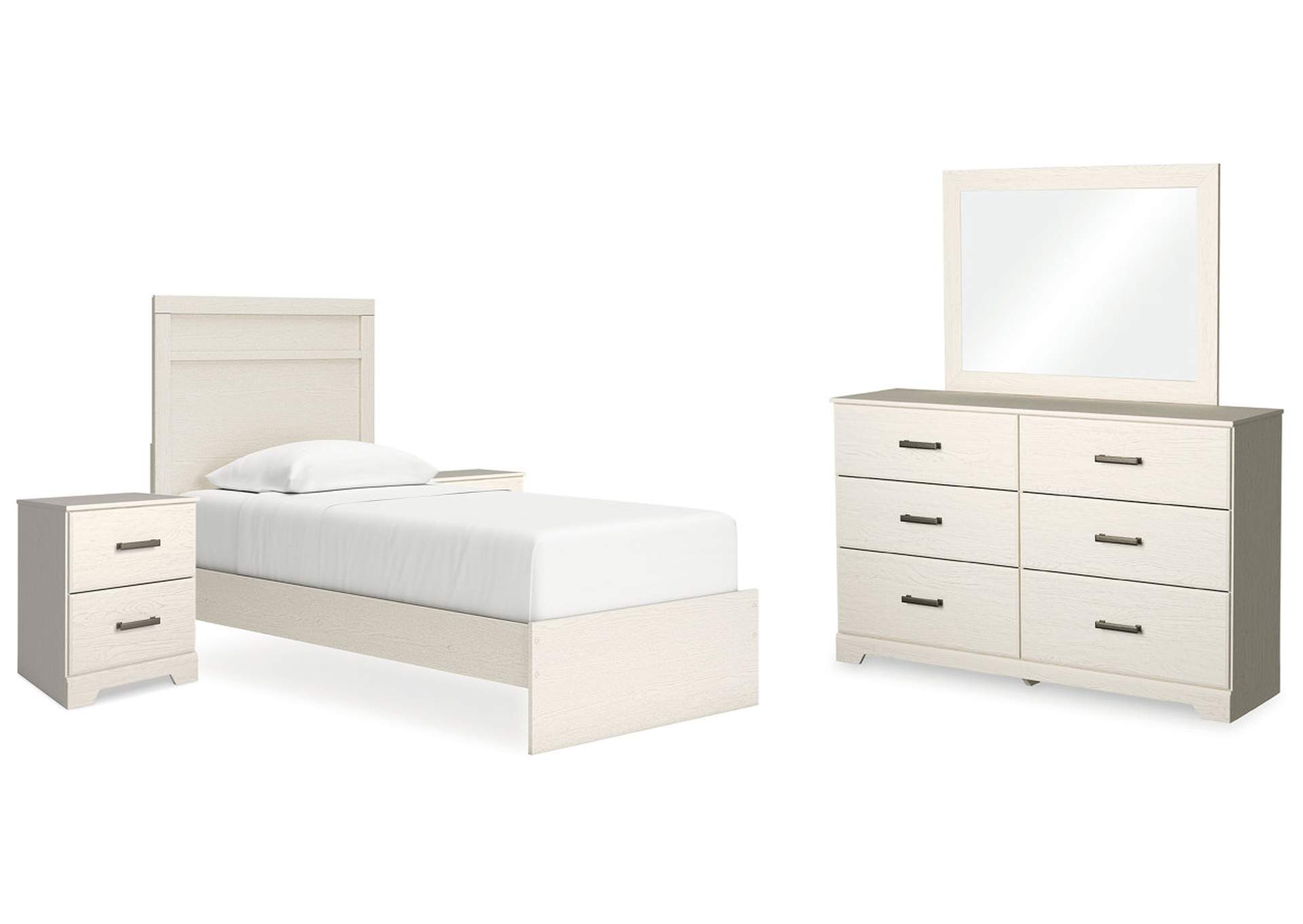 Stelsie Twin Panel Bed with Mirrored Dresser and 2 Nightstands,Signature Design By Ashley