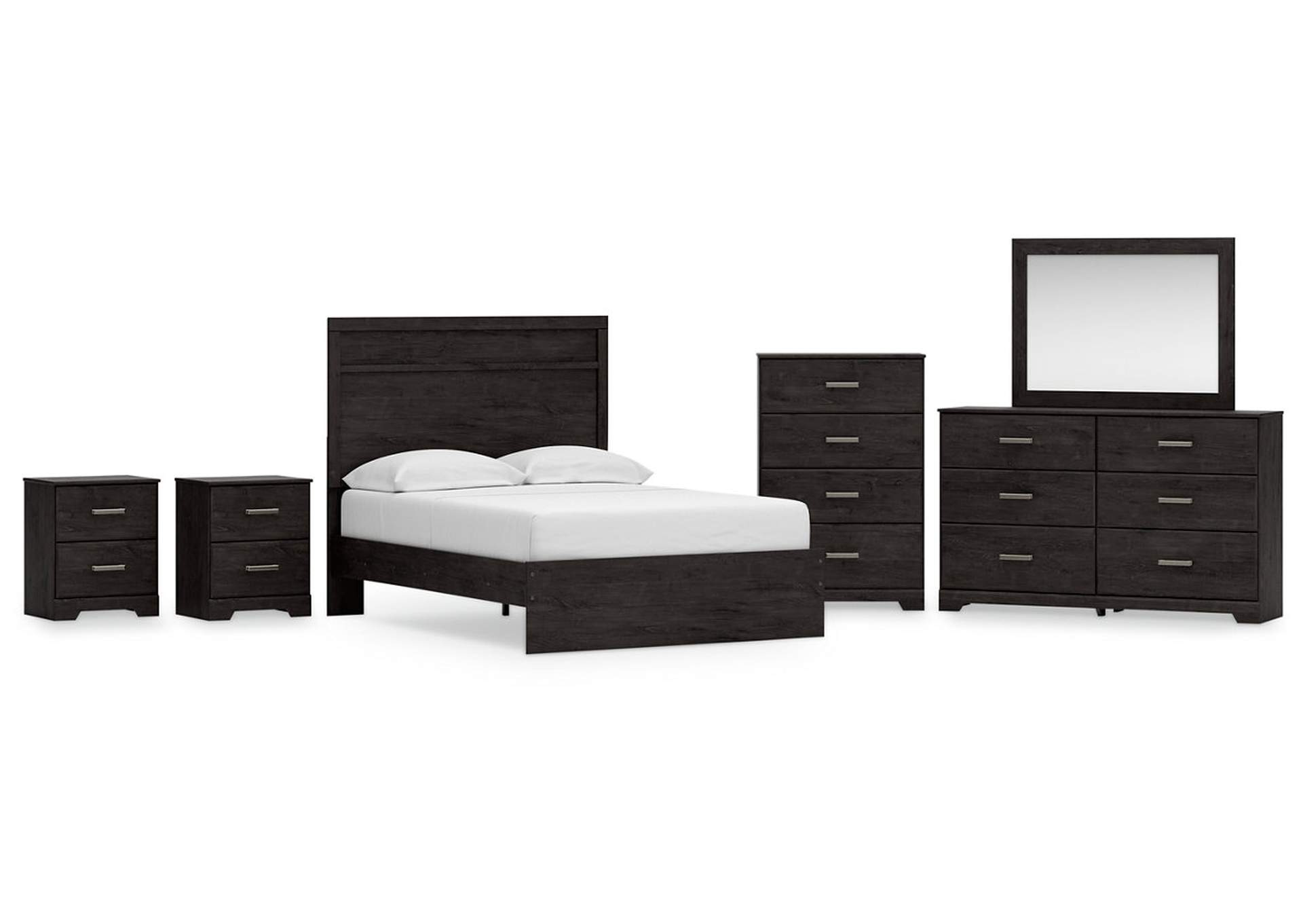 Belachime Full Panel Bed with Mirrored Dresser, Chest and 2 Nightstands,Signature Design By Ashley