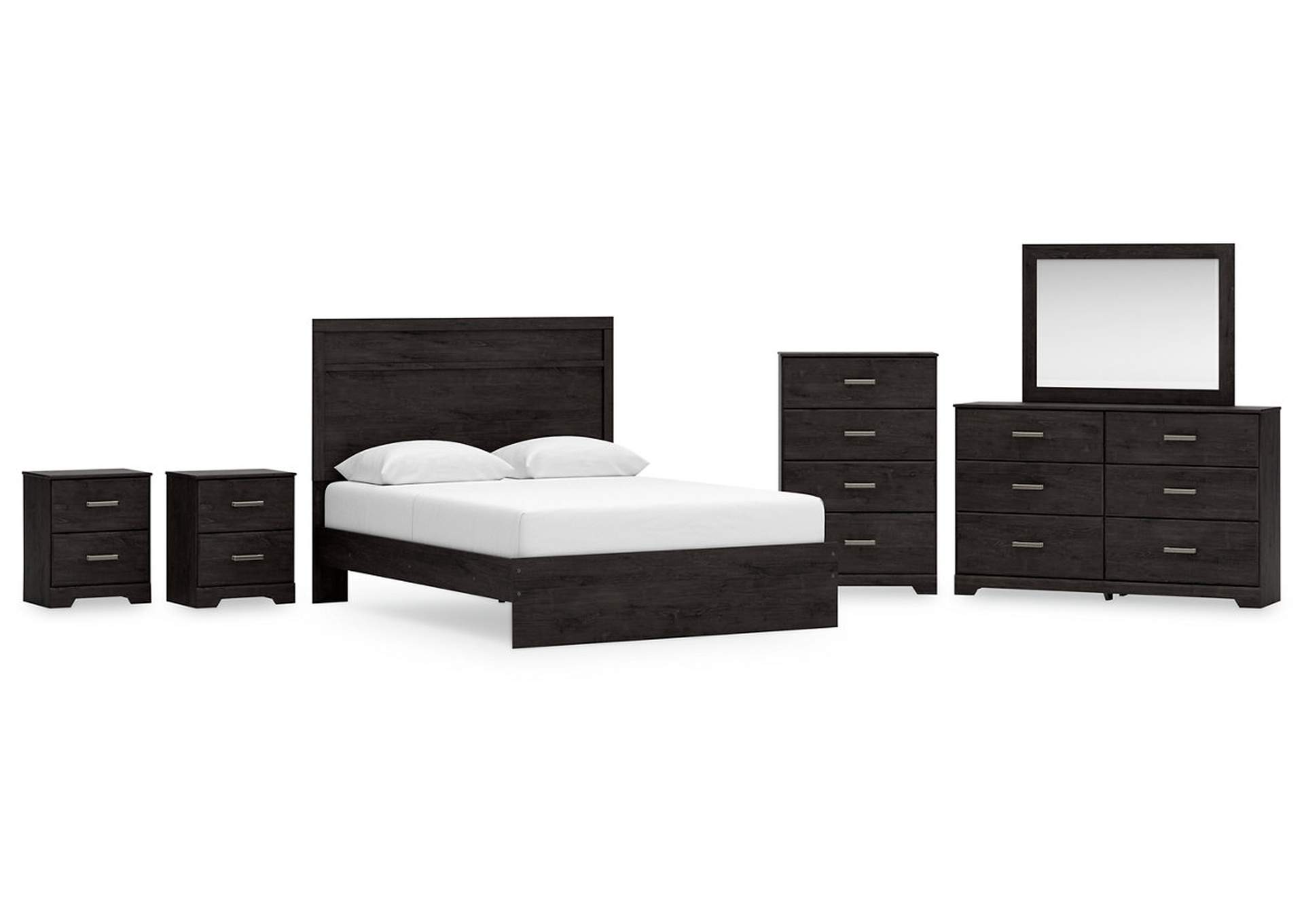 Belachime Queen Panel Bed with Mirrored Dresser, Chest and 2 Nightstands,Signature Design By Ashley