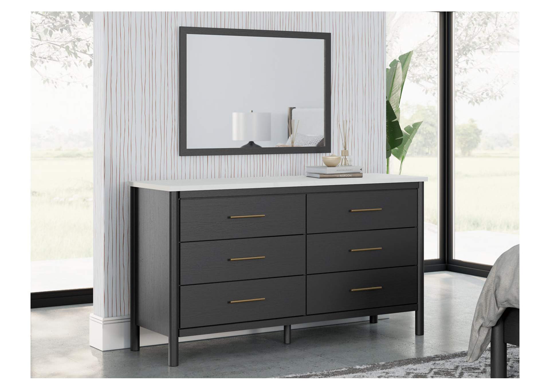 Cadmori Full Upholstered Panel Bed with Mirrored Dresser, Chest and 2 Nightstands,Signature Design By Ashley