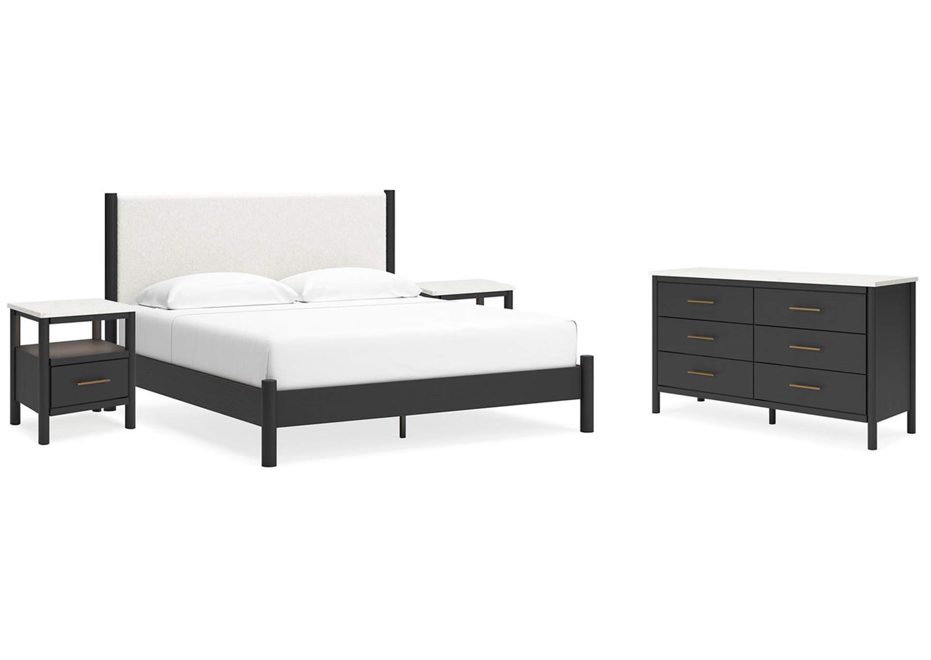 Cadmori King Upholstered Panel Bed with Dresser and 2 Nightstands,Signature Design By Ashley