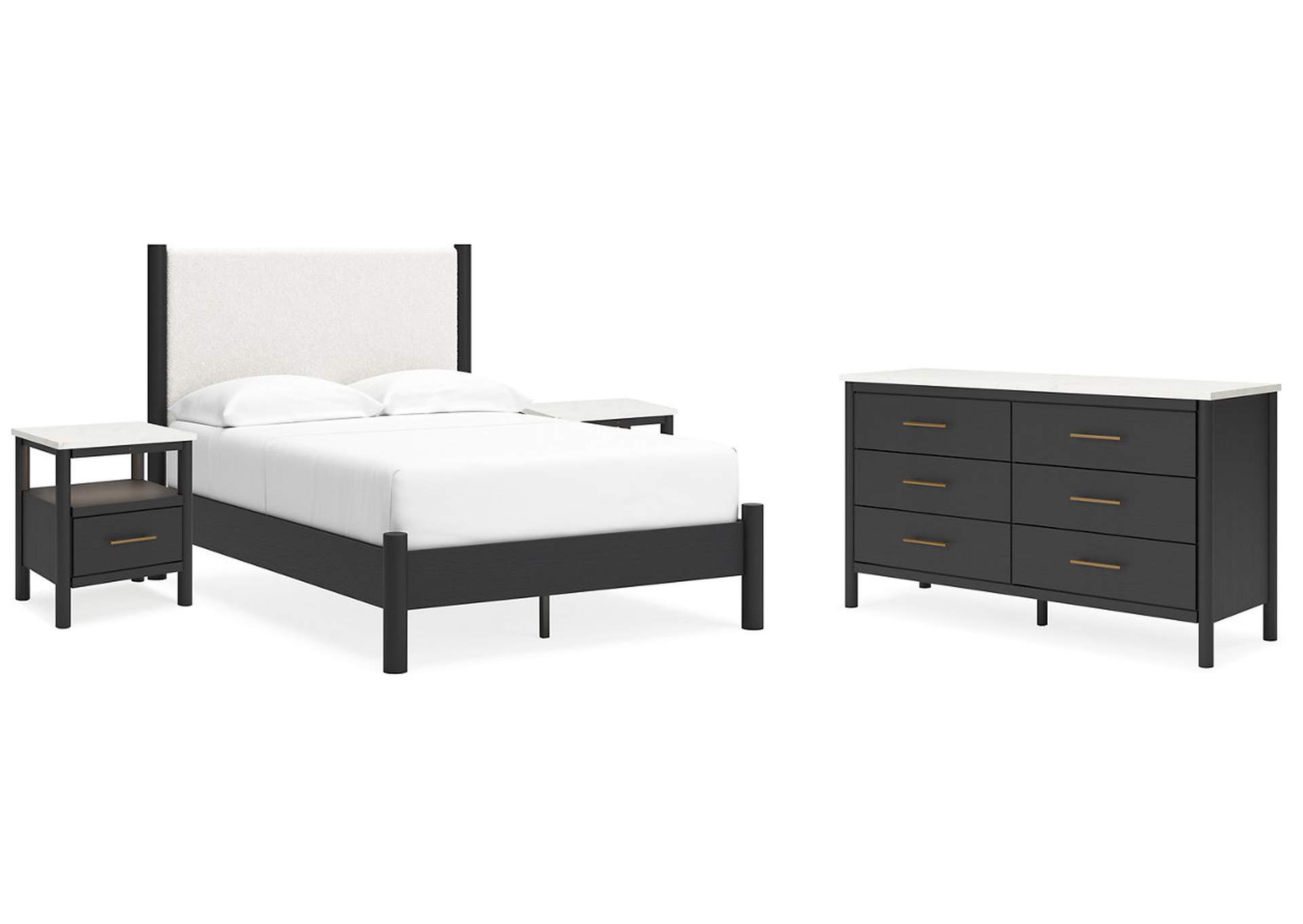 Cadmori Full Upholstered Panel Bed with Dresser and 2 Nightstands,Signature Design By Ashley