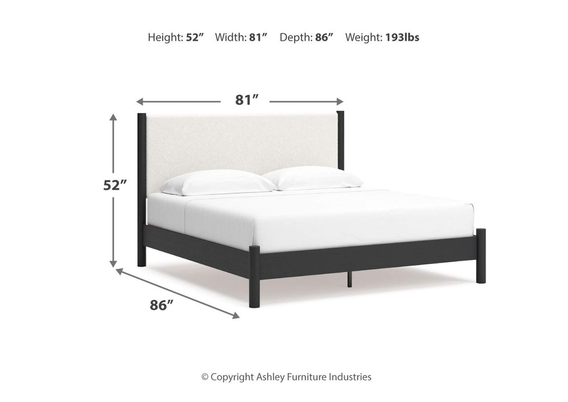 Cadmori King Upholstered Panel Bed with Mirrored Dresser, Chest and Nightstand,Signature Design By Ashley