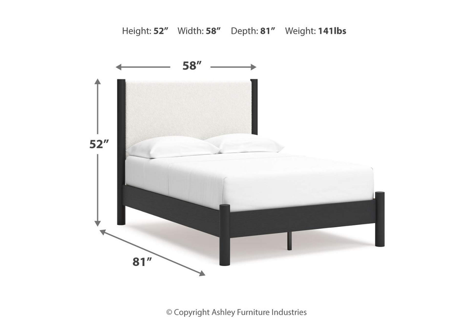 Cadmori Full Upholstered Panel Bed with Mirrored Dresser and Chest,Signature Design By Ashley