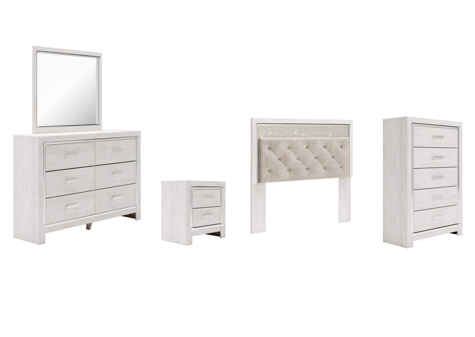 Altyra Queen Panel Headboard Bed with Mirrored Dresser, Chest and Nightstand,Signature Design By Ashley