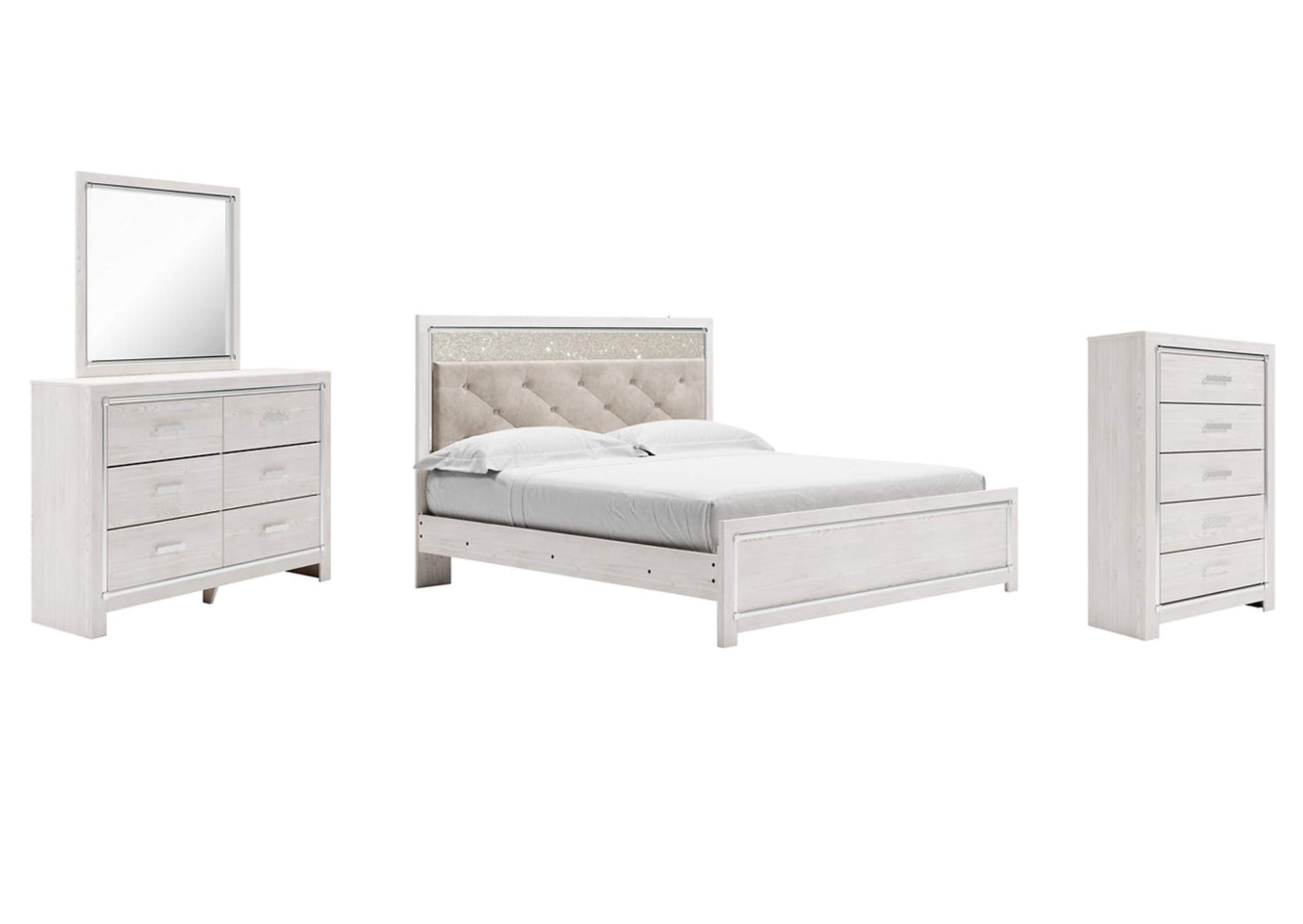 Altyra King Panel Bed with Mirrored Dresser and Chest,Signature Design By Ashley