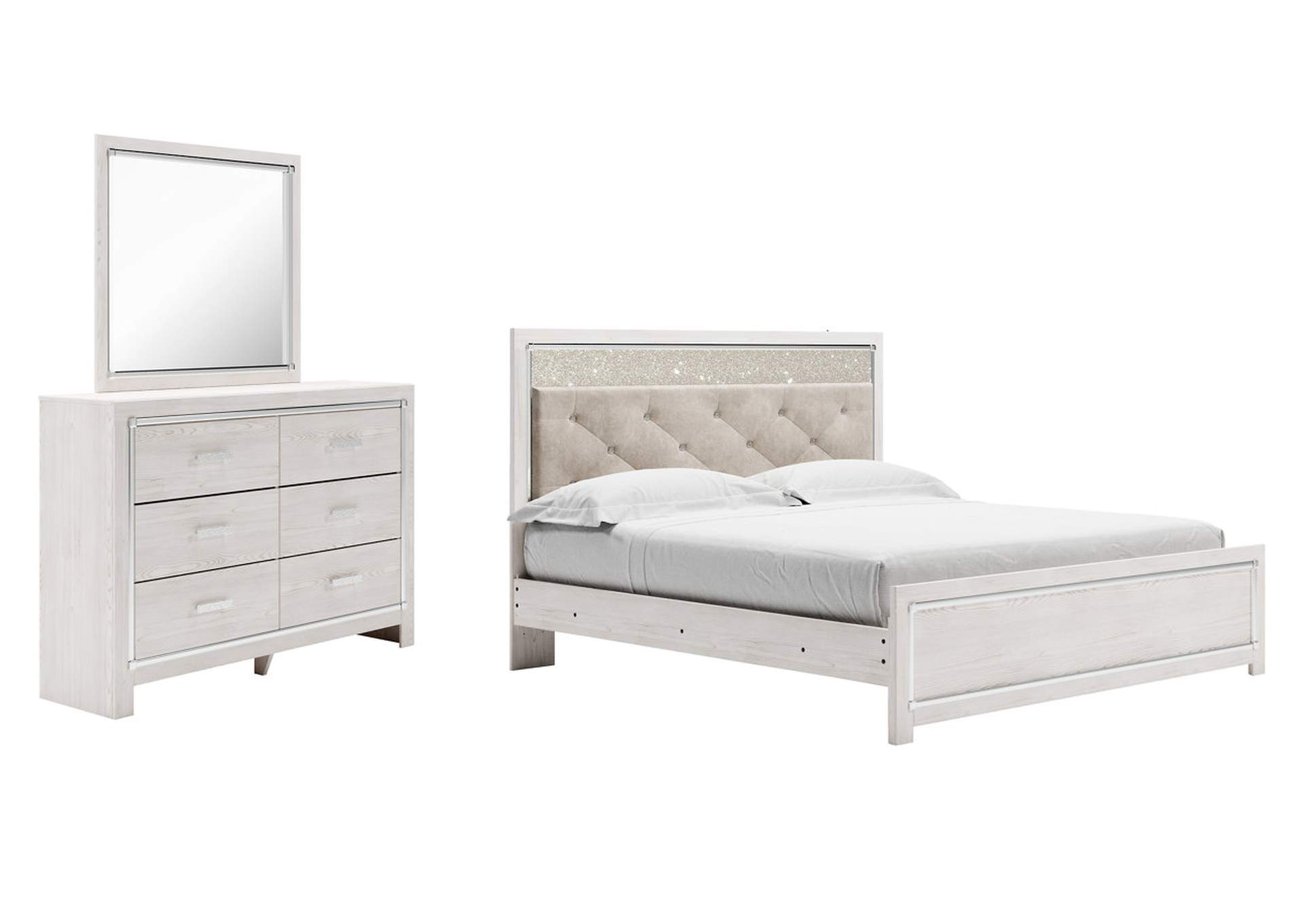 Altyra King Panel Bed with Mirrored Dresser,Signature Design By Ashley