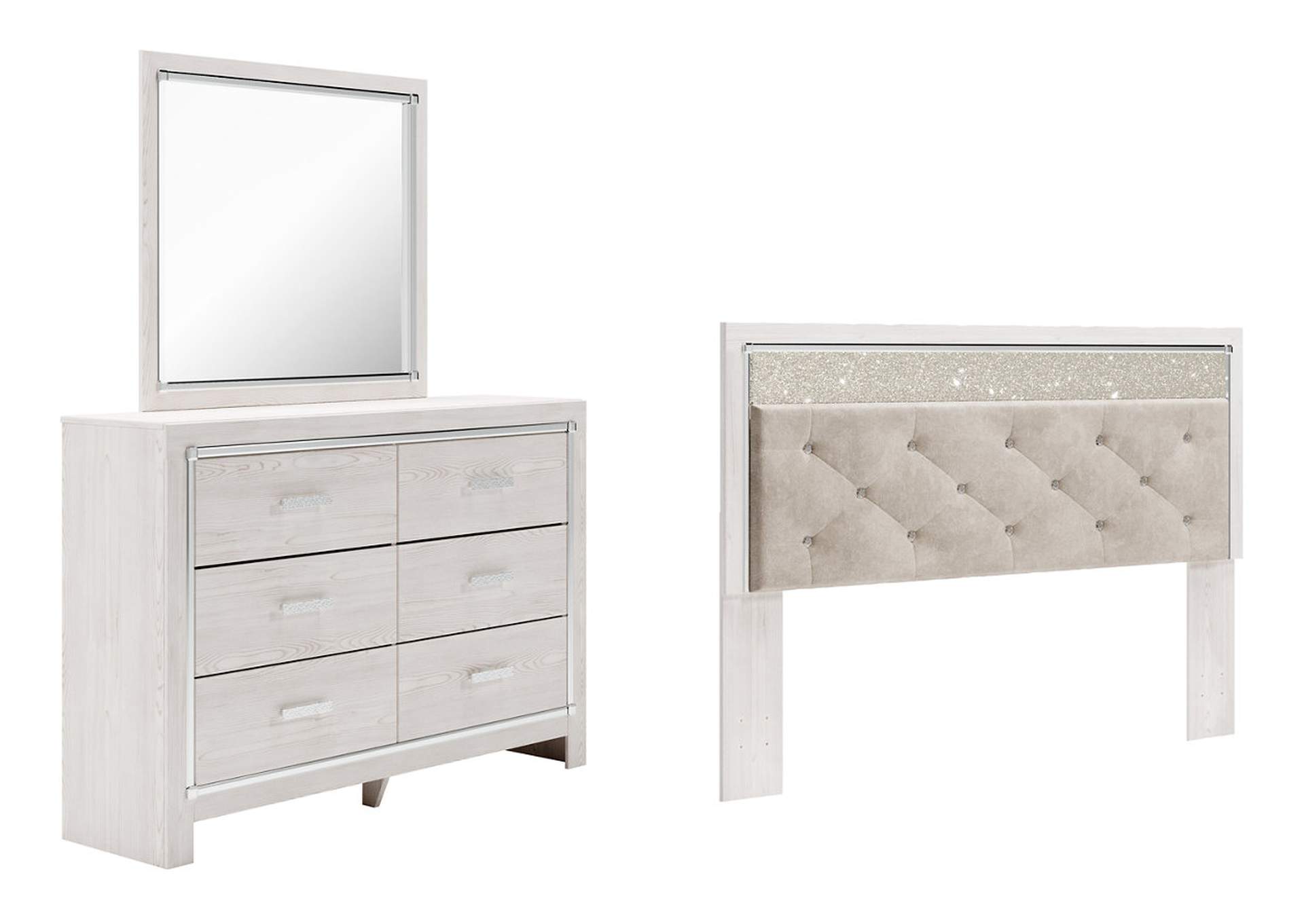 Altyra King Panel Headboard Bed with Mirrored Dresser,Signature Design By Ashley