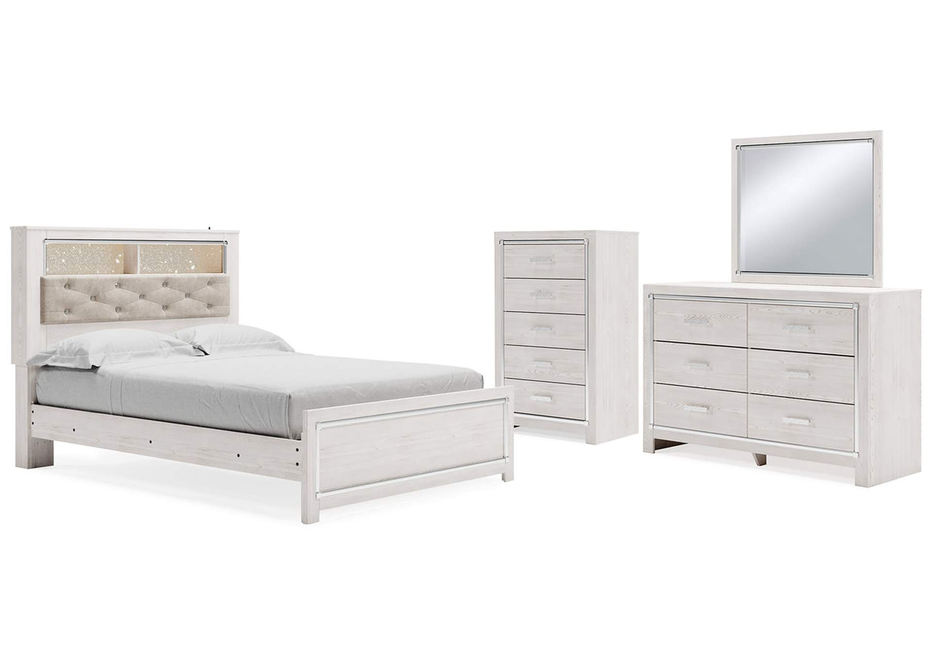 Altyra Queen Panel Bookcase Bed with Mirrored Dresser and Chest,Signature Design By Ashley