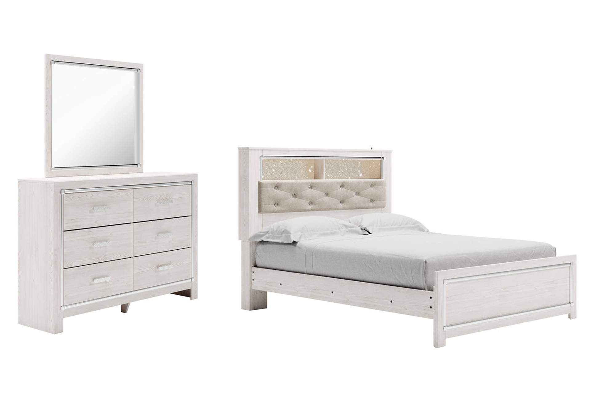 Altyra Queen Panel Bookcase Bed with Mirrored Dresser,Signature Design By Ashley