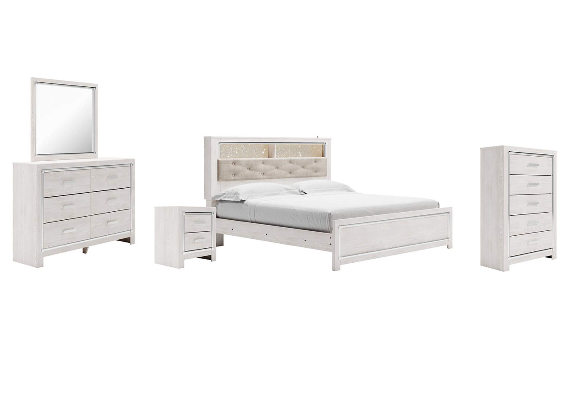 Altyra King Panel Bookcase Bed with Mirrored Dresser, Chest and Nightstand,Signature Design By Ashley
