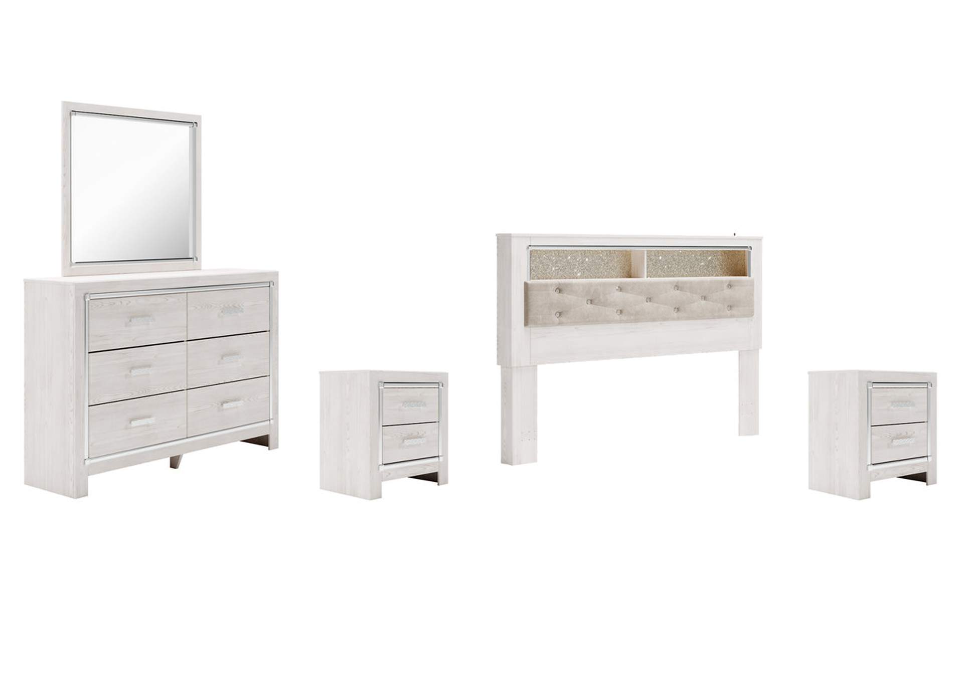 Altyra King Bookcase Headboard Bed with Mirrored Dresser and 2 Nightstands,Signature Design By Ashley