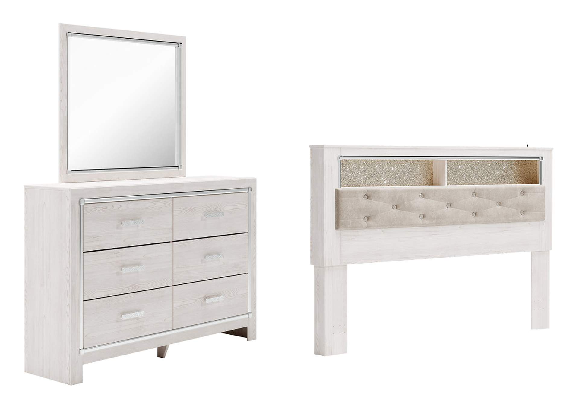 Altyra King Bookcase Headboard Bed with Mirrored Dresser,Signature Design By Ashley