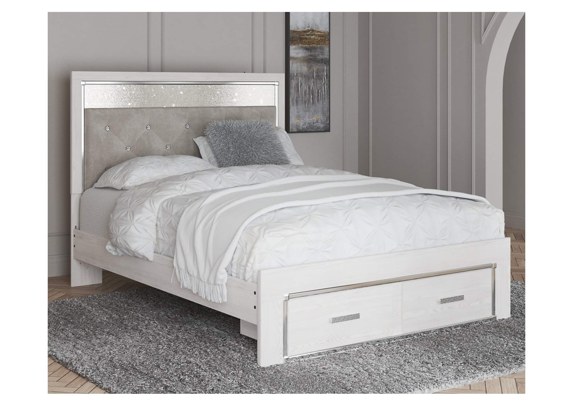Altyra Queen Upholstered Storage Bed with Mirrored Dresser and Nightstand,Signature Design By Ashley