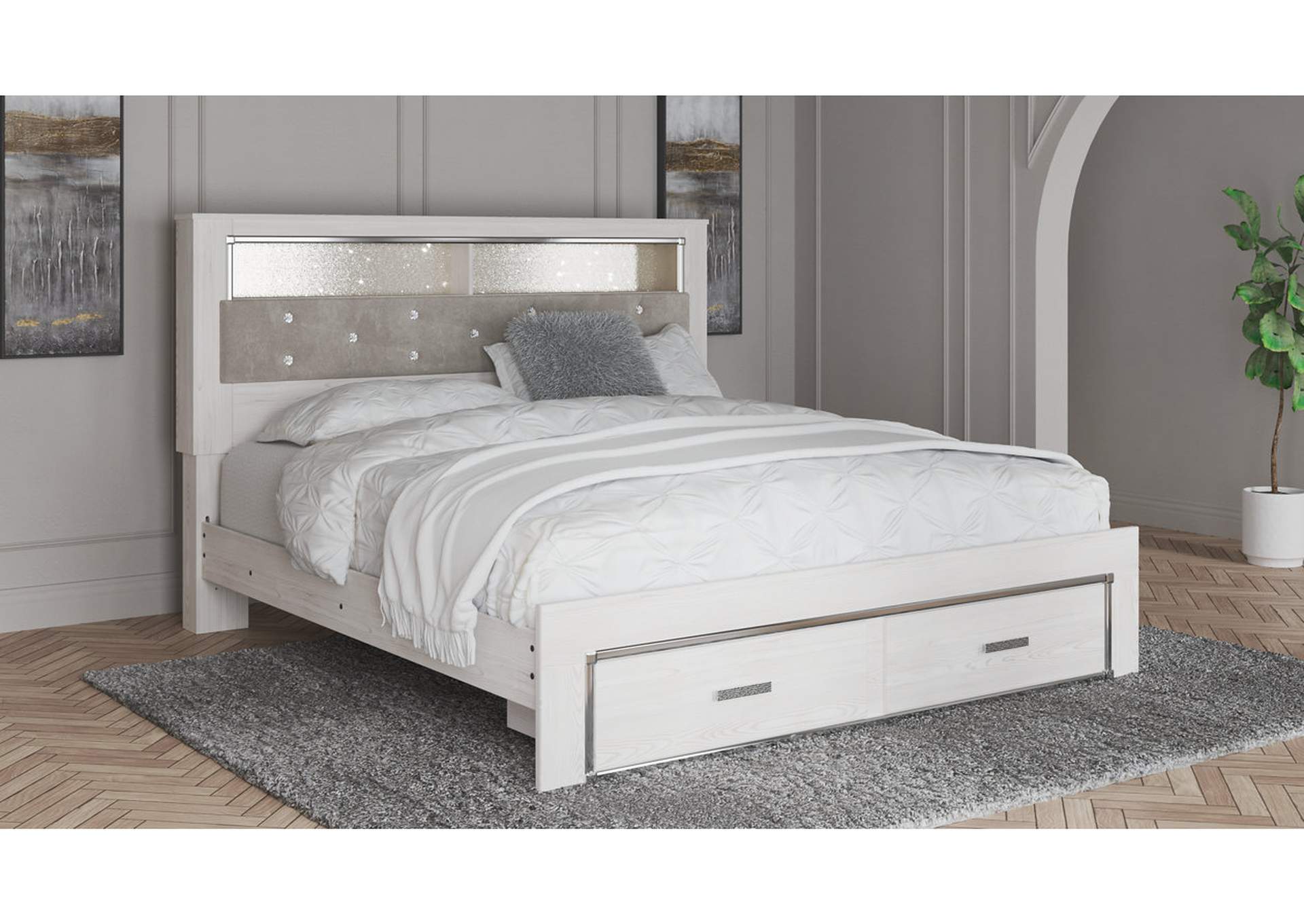 Altyra King Upholstered Bookcase Bed with Storage,Signature Design By Ashley
