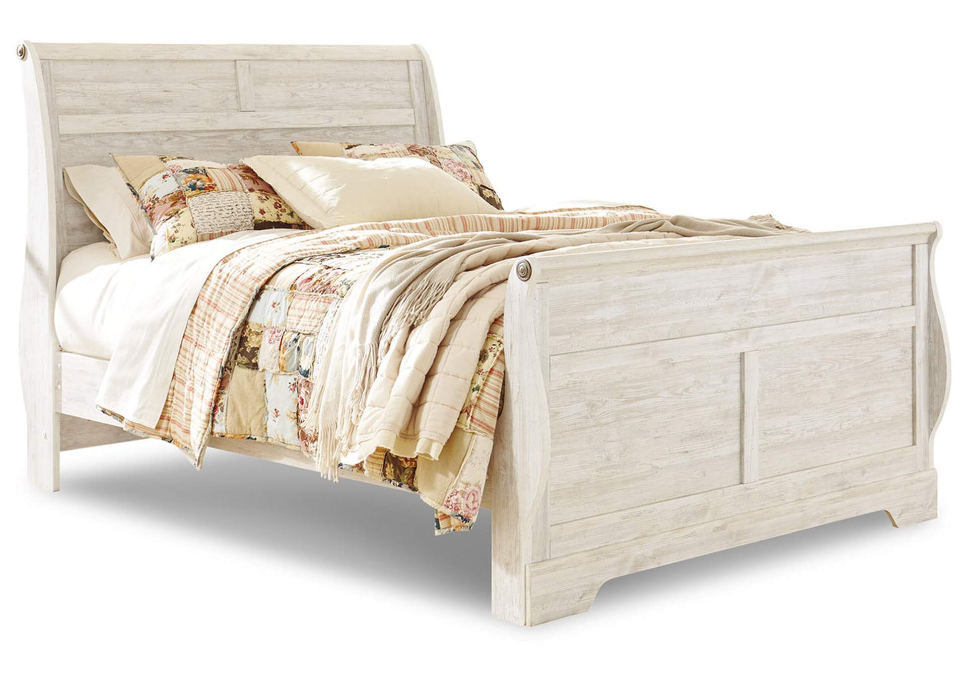 Willowton Queen Sleigh Bed with Mirrored Dresser,Signature Design By Ashley