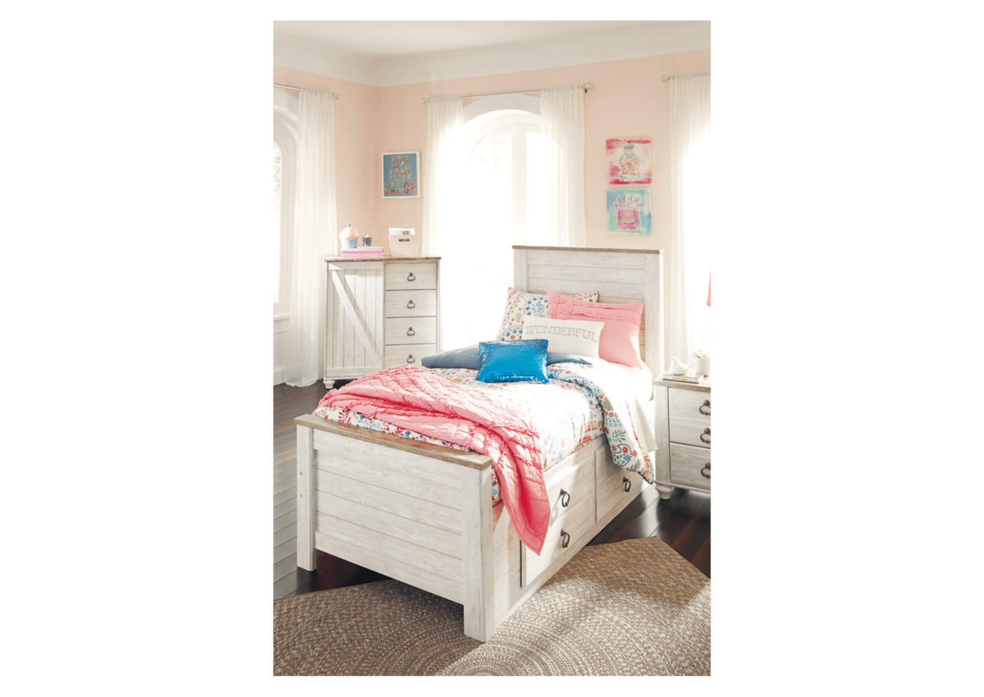 Willowton Twin Panel Bed with 2 Storage Drawers,Signature Design By Ashley