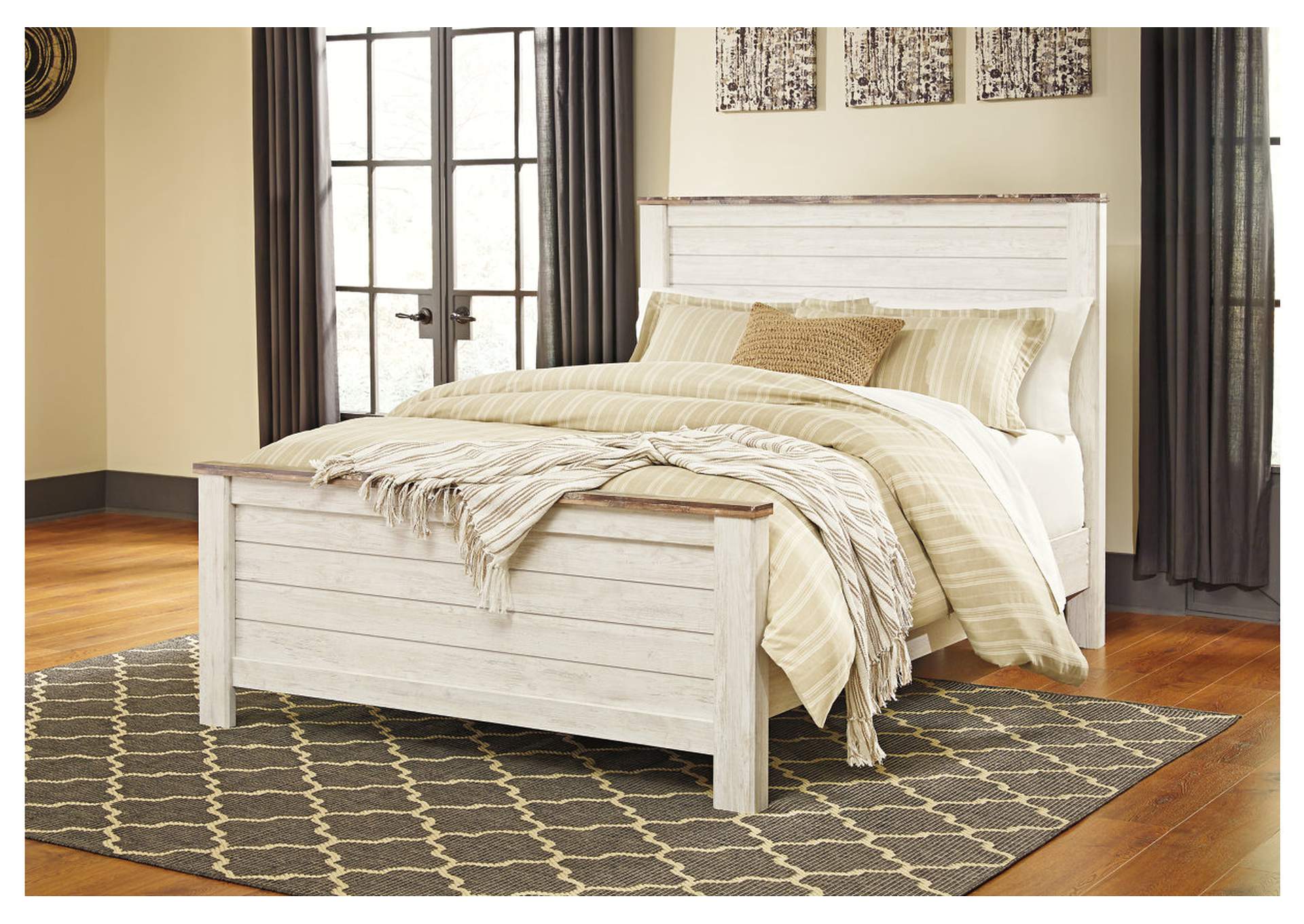 Willowton Queen Panel Bed with Mirrored Dresser and Chest,Signature Design By Ashley