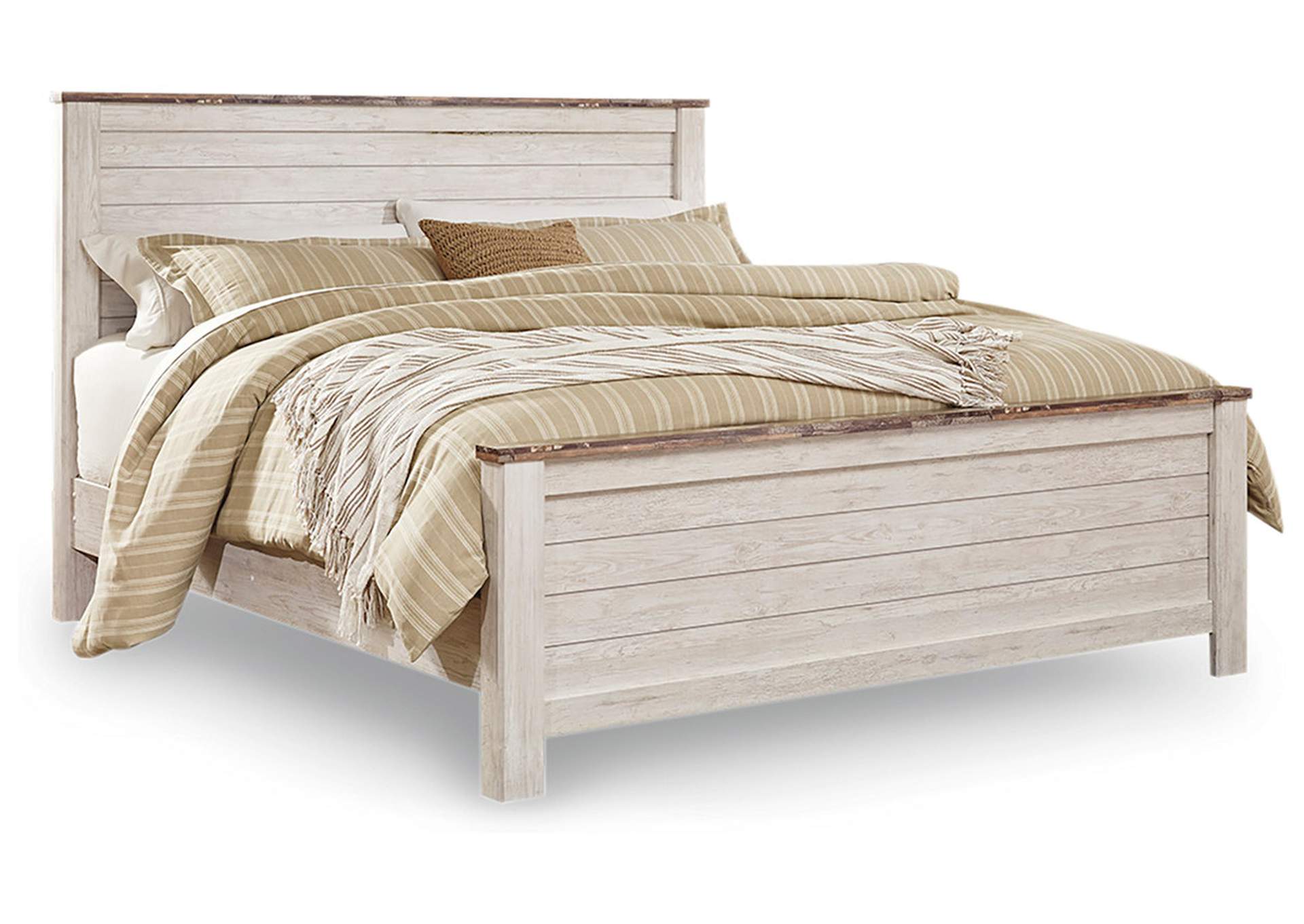 Willowton King Panel Bed with Mirrored Dresser and Nightstand,Signature Design By Ashley