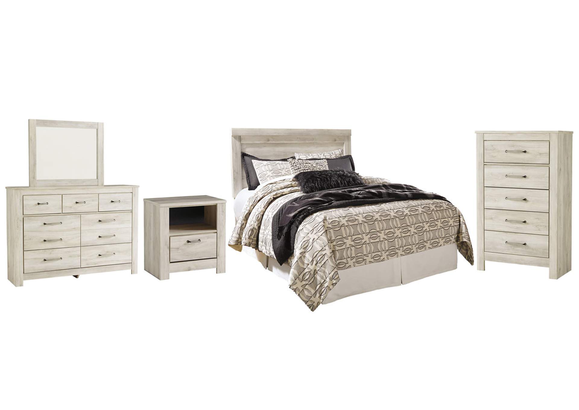 Bellaby Queen Panel Headboard Bed with Mirrored Dresser, Chest and Nightstand,Signature Design By Ashley