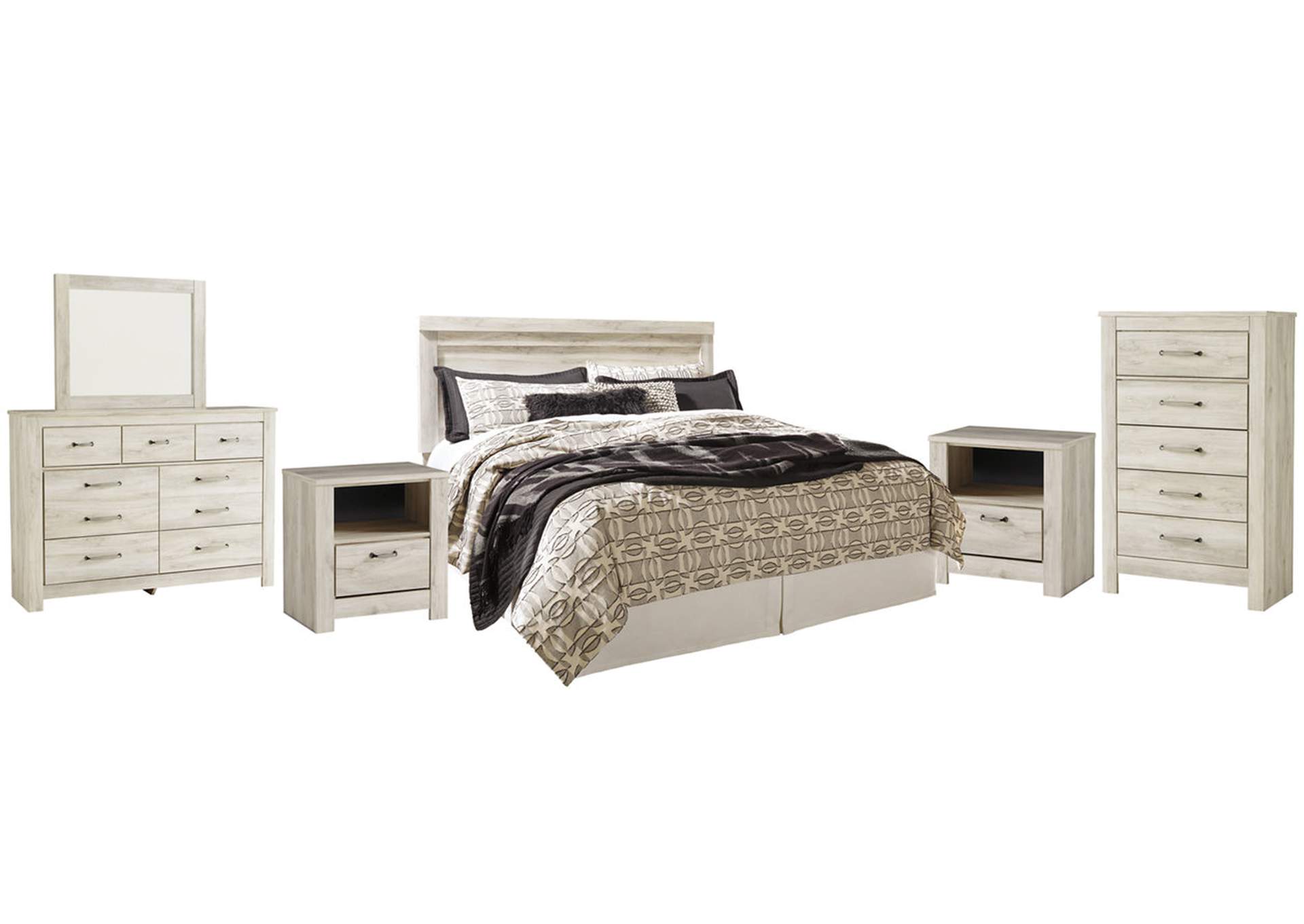 Bellaby King Panel Headboard Bed with Mirrored Dresser, Chest and 2 Nightstands,Signature Design By Ashley
