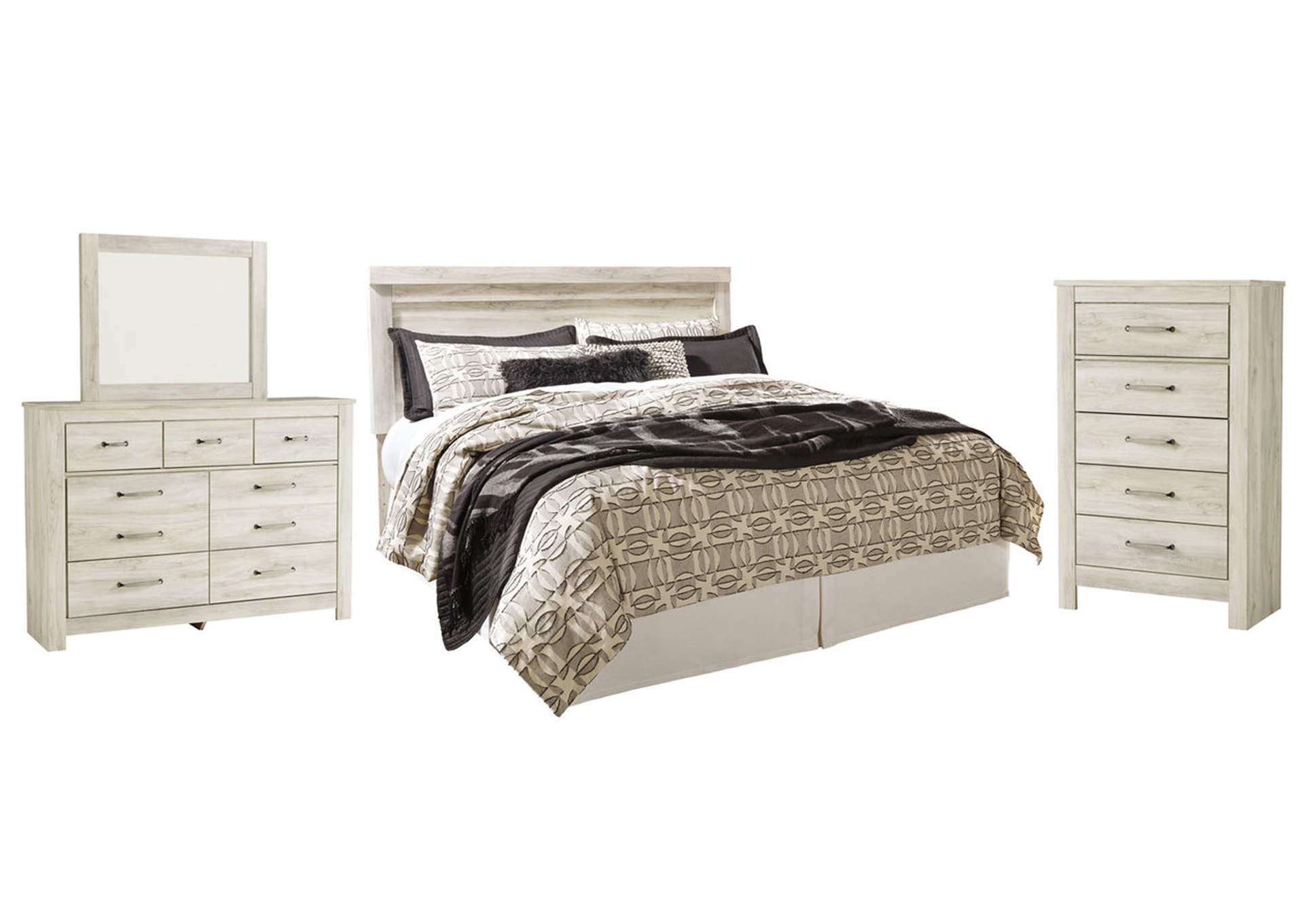Bellaby King Panel Headboard Bed with Mirrored Dresser and Chest,Signature Design By Ashley