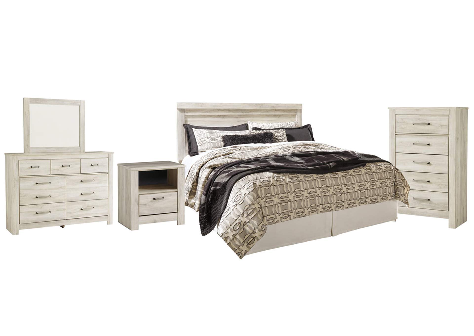 Bellaby King Panel Headboard Bed with Mirrored Dresser, Chest and Nightstand,Signature Design By Ashley