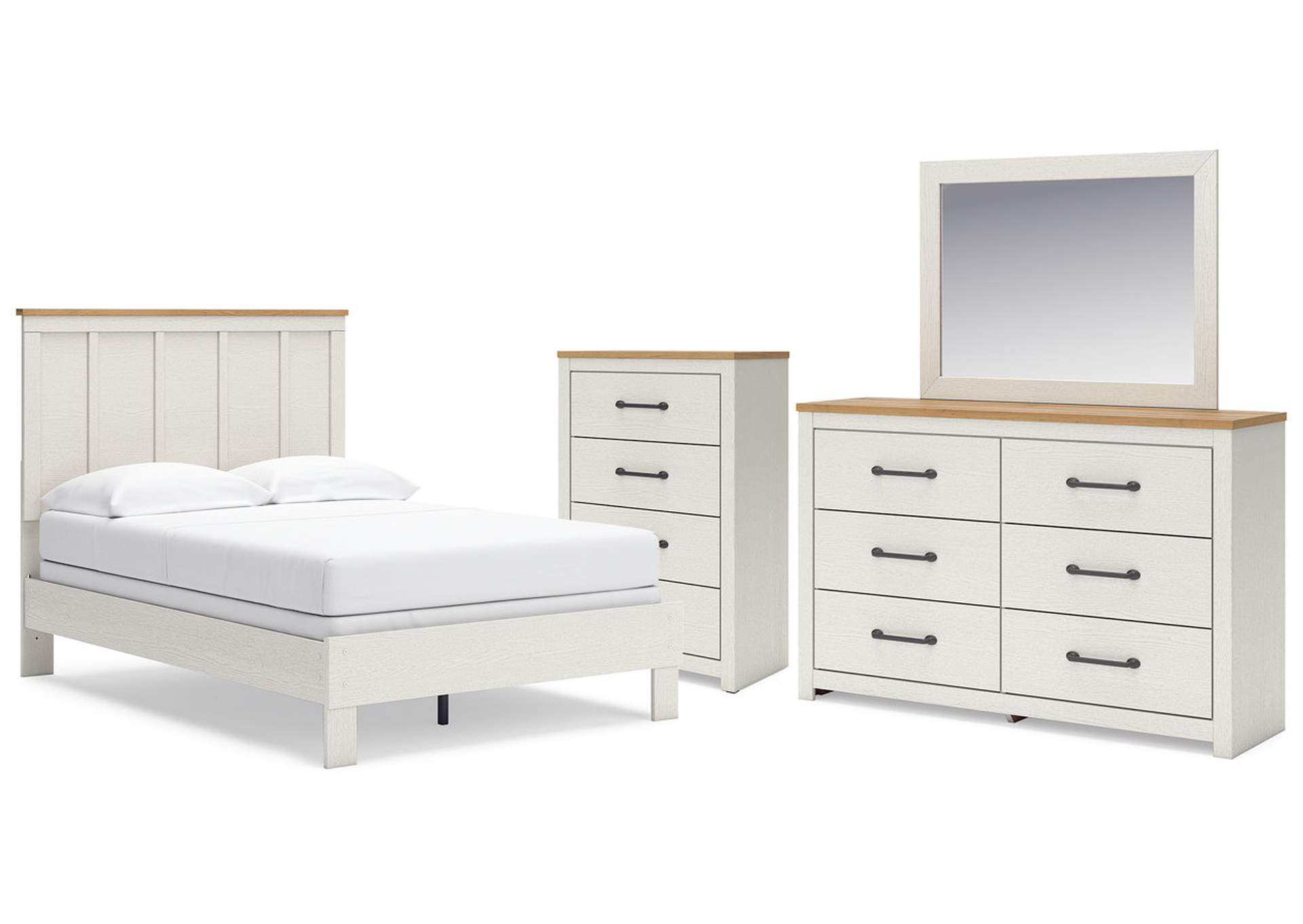 Linnocreek Full Panel Bed with Mirrored Dresser and Chest,Benchcraft