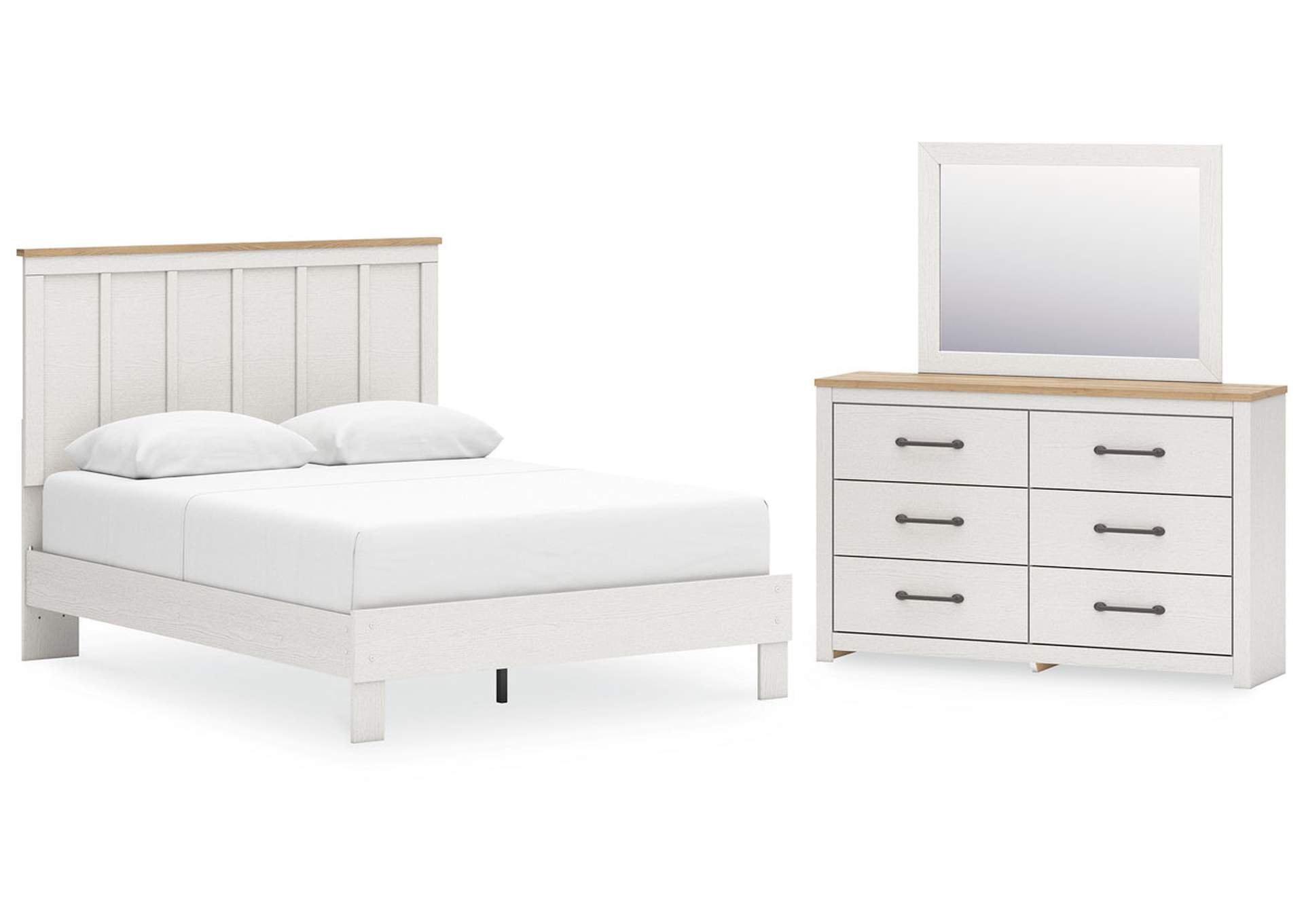 Linnocreek Queen Panel Bed with Mirrored Dresser,Benchcraft