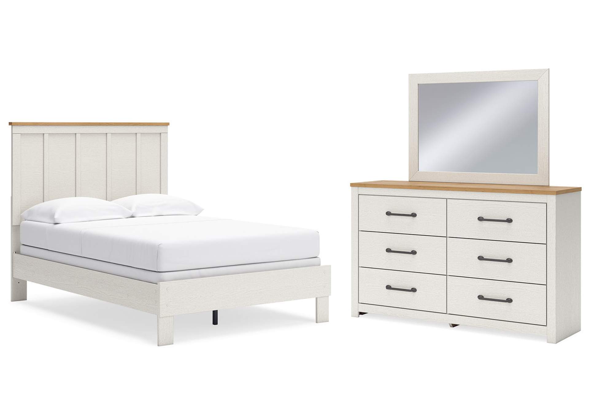 Linnocreek Full Panel Bed with Mirrored Dresser,Benchcraft