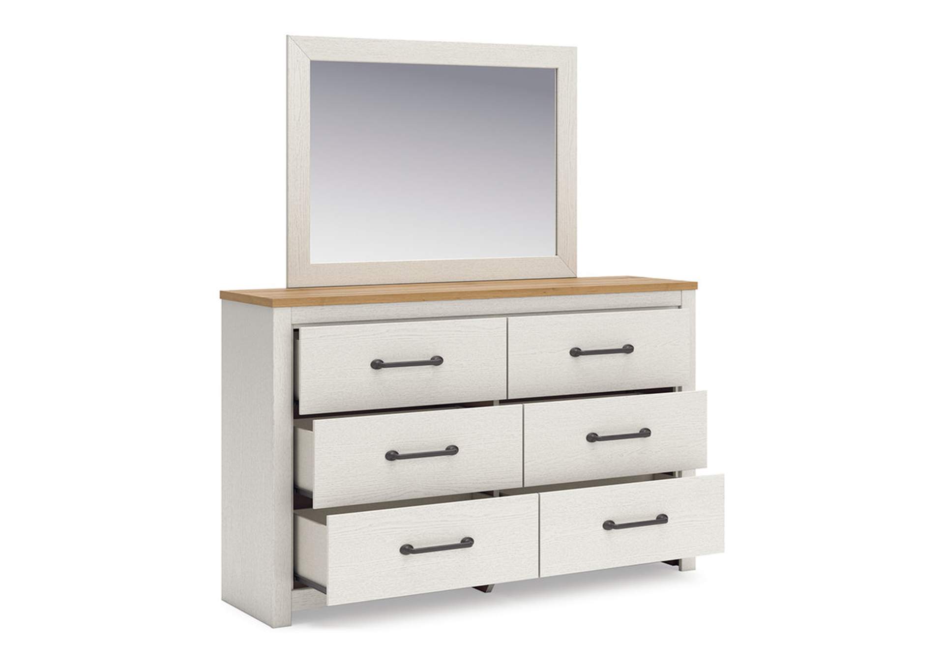 Linnocreek Twin Panel Bed with Mirrored Dresser,Benchcraft