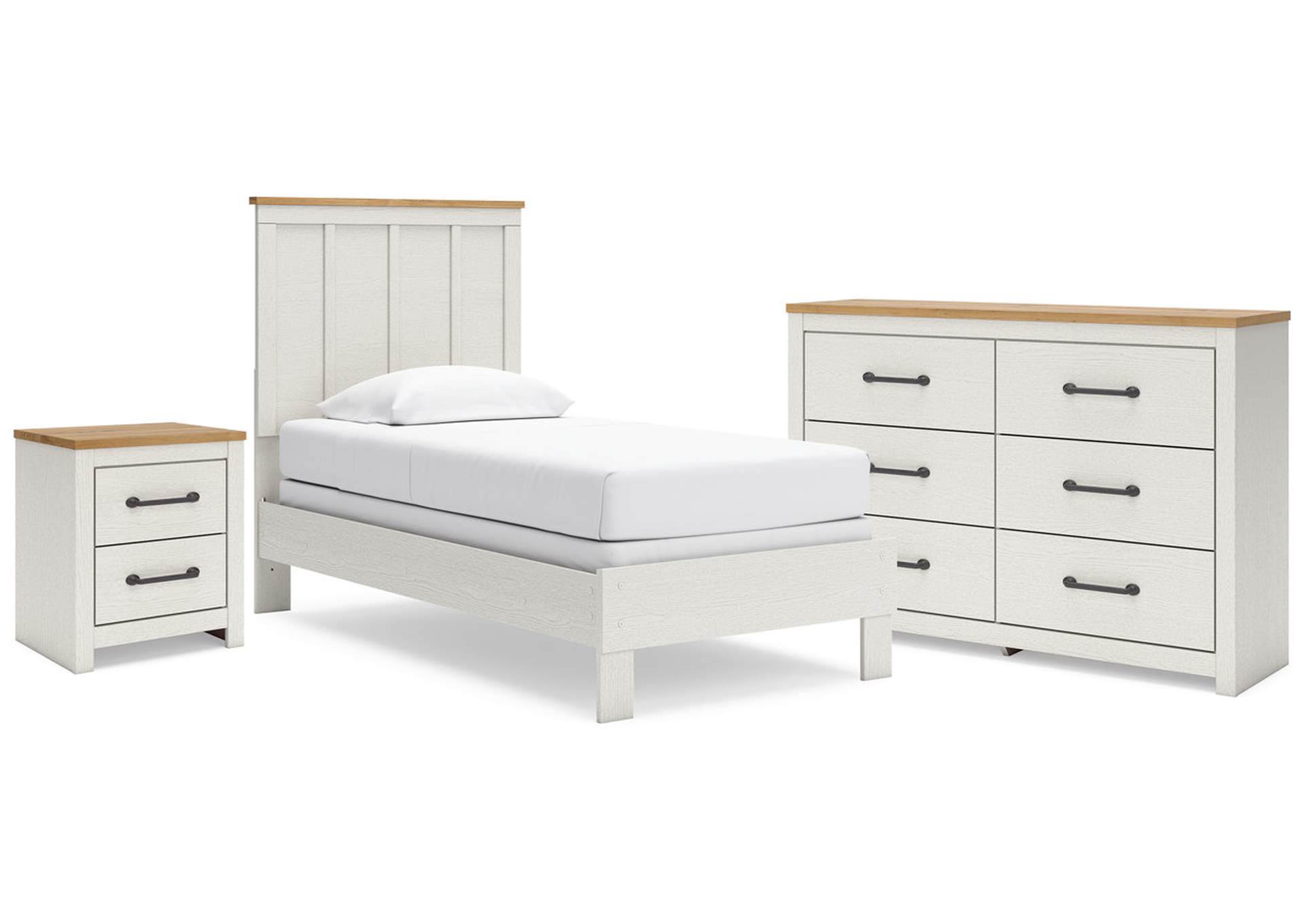 Linnocreek Twin Panel Bed with Dresser and 2 Nightstands,Benchcraft