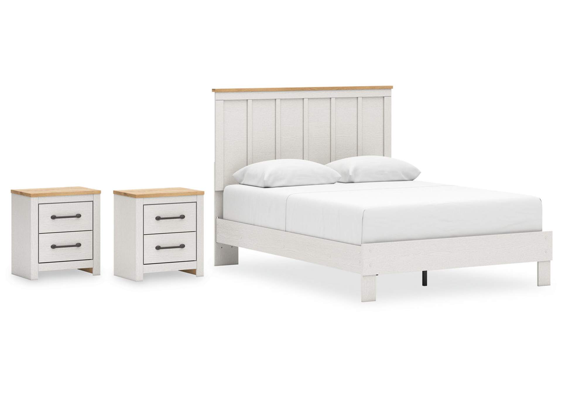 Linnocreek Queen Panel Bed with 2 Nightstands,Benchcraft