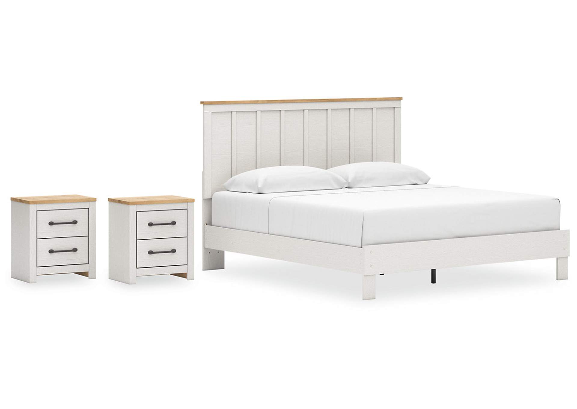 Linnocreek King Panel Bed with 2 Nightstands,Benchcraft