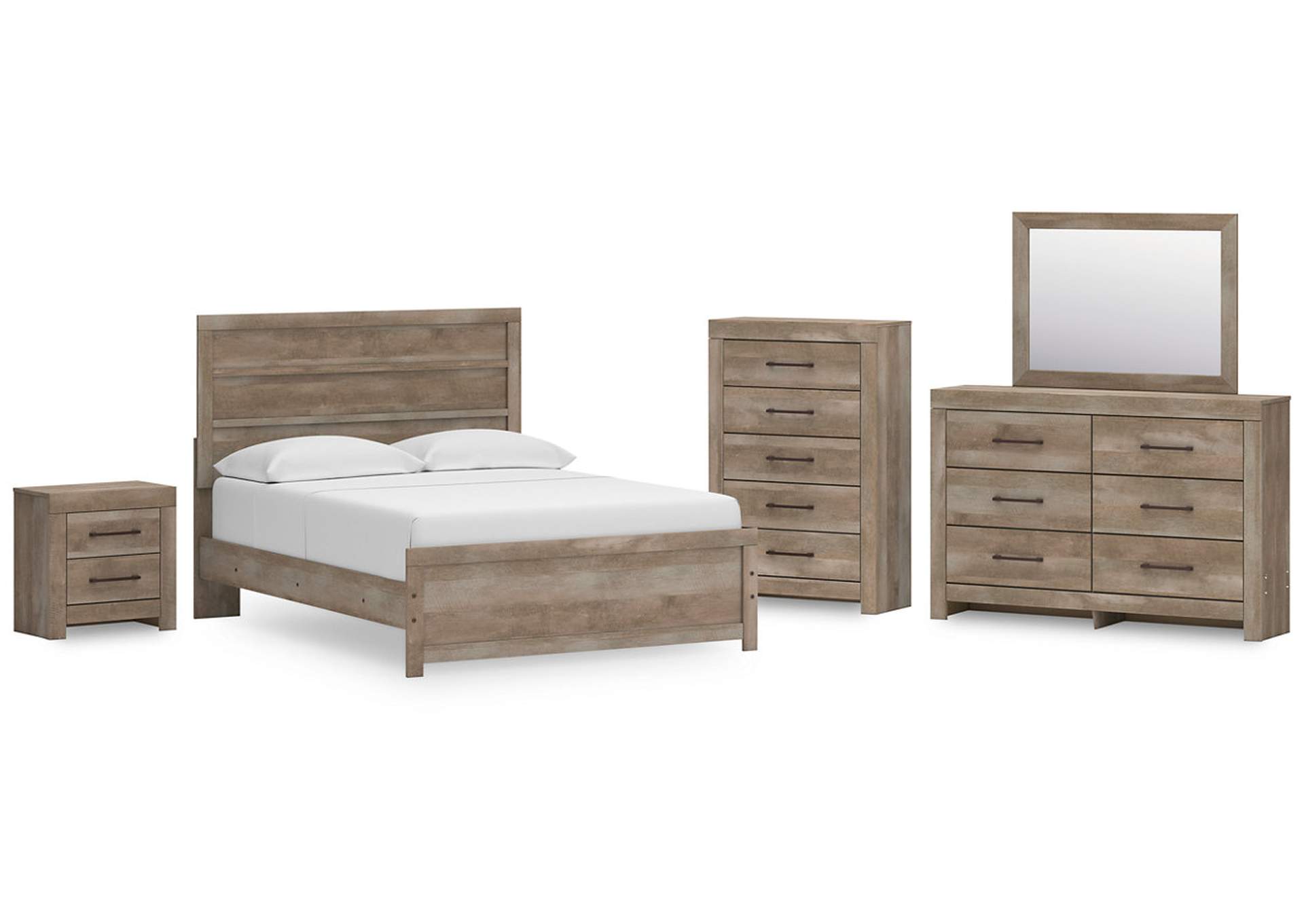 Gachester Queen Panel Bed with Mirrored Dresser, Chest and Nightstand,Ashley