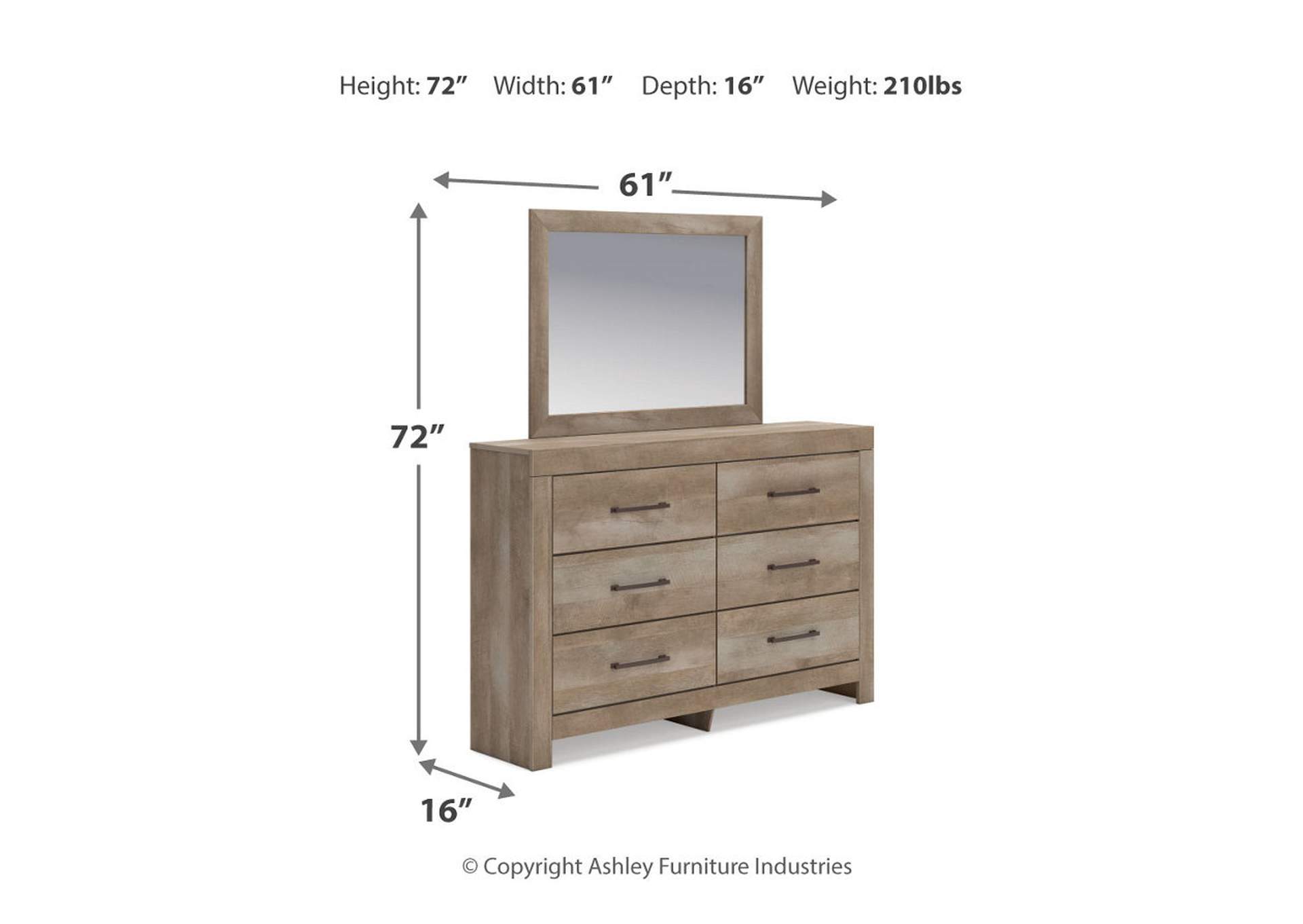 Gachester King Panel Bed with Mirrored Dresser,Ashley