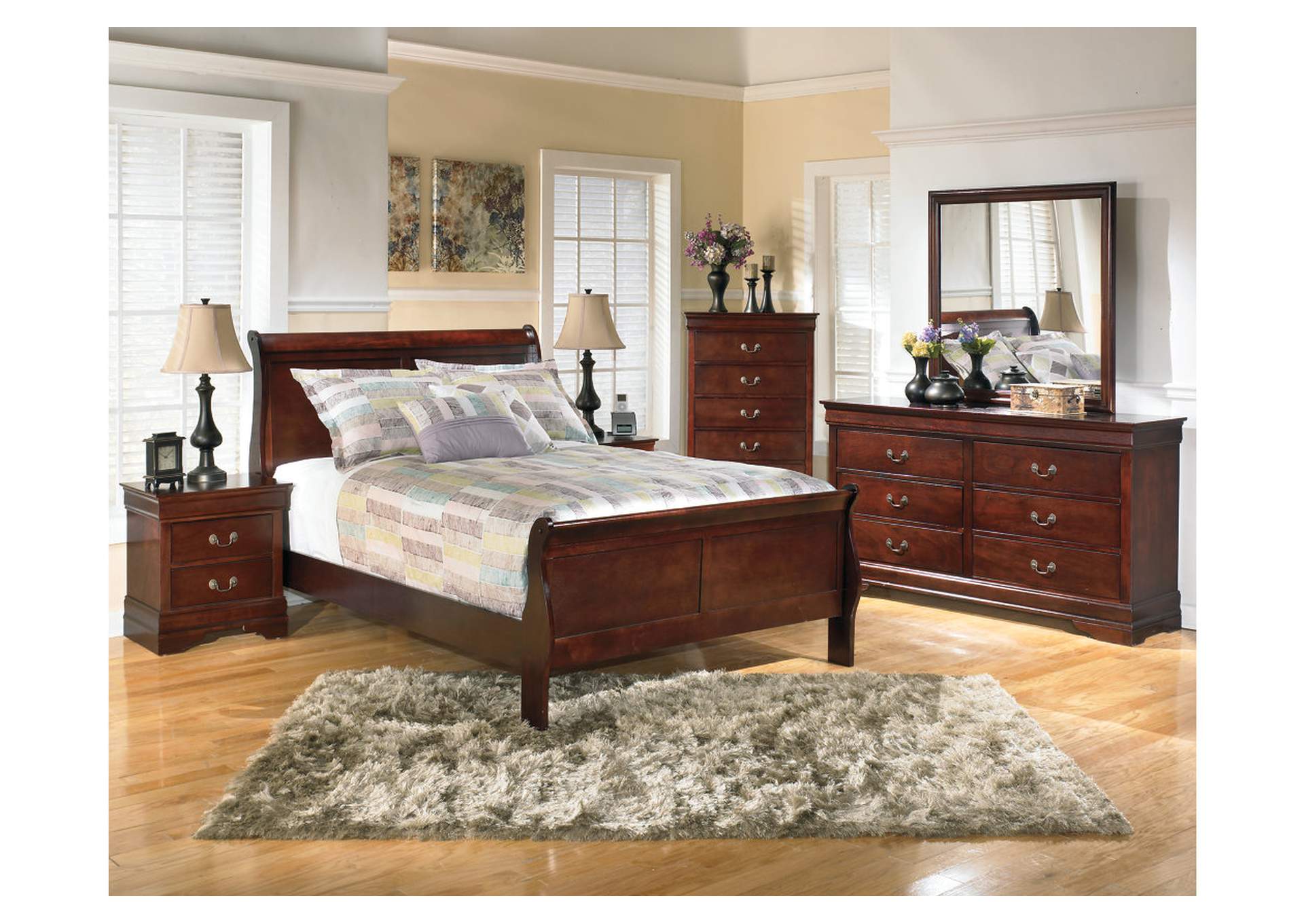 Alisdair Twin Sleigh Bed with Mirrored Dresser, Chest and 2 Nightstands,Signature Design By Ashley