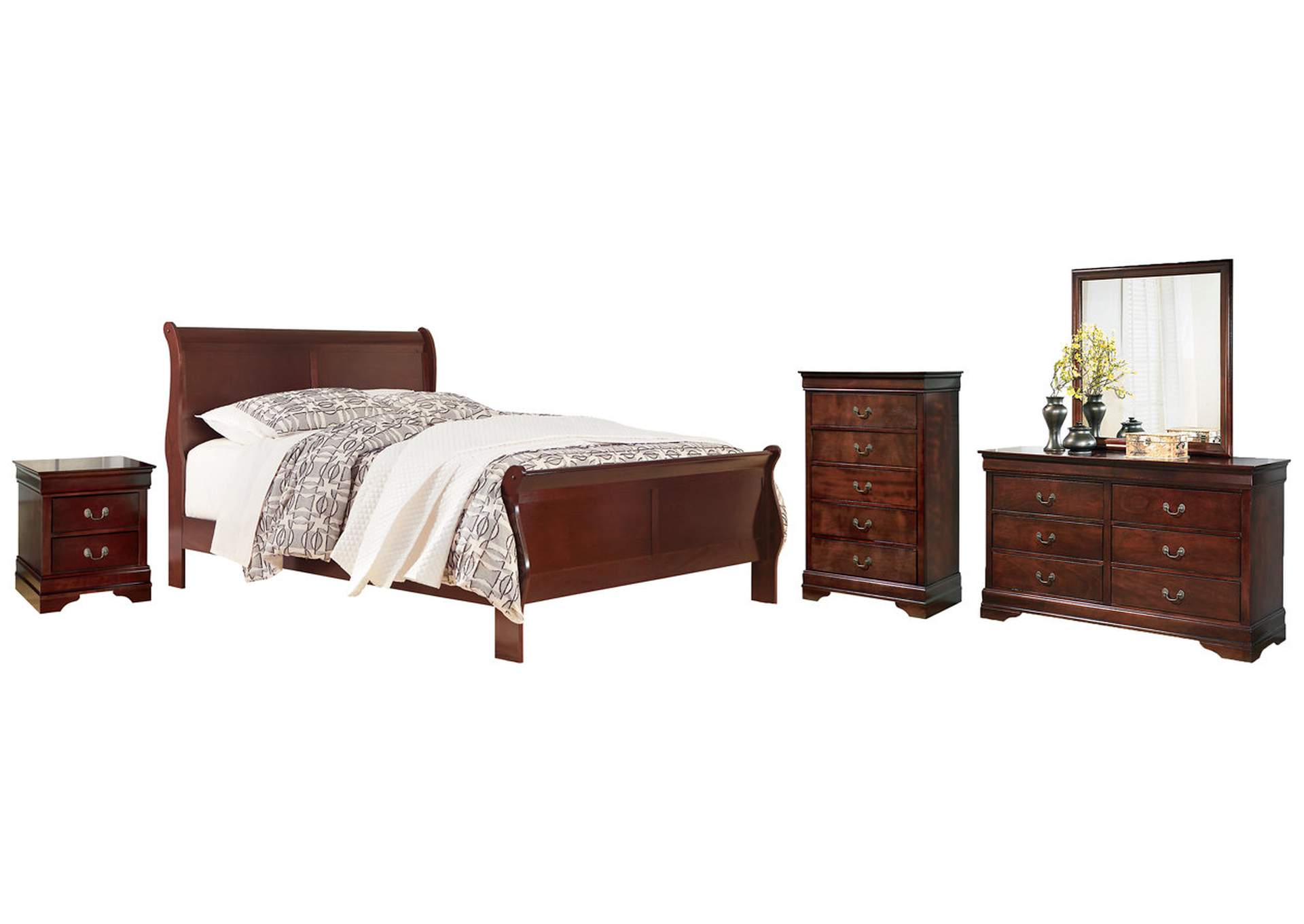 Alisdair California King Sleigh Bed with Mirrored Dresser, Chest and Nightstand,Signature Design By Ashley