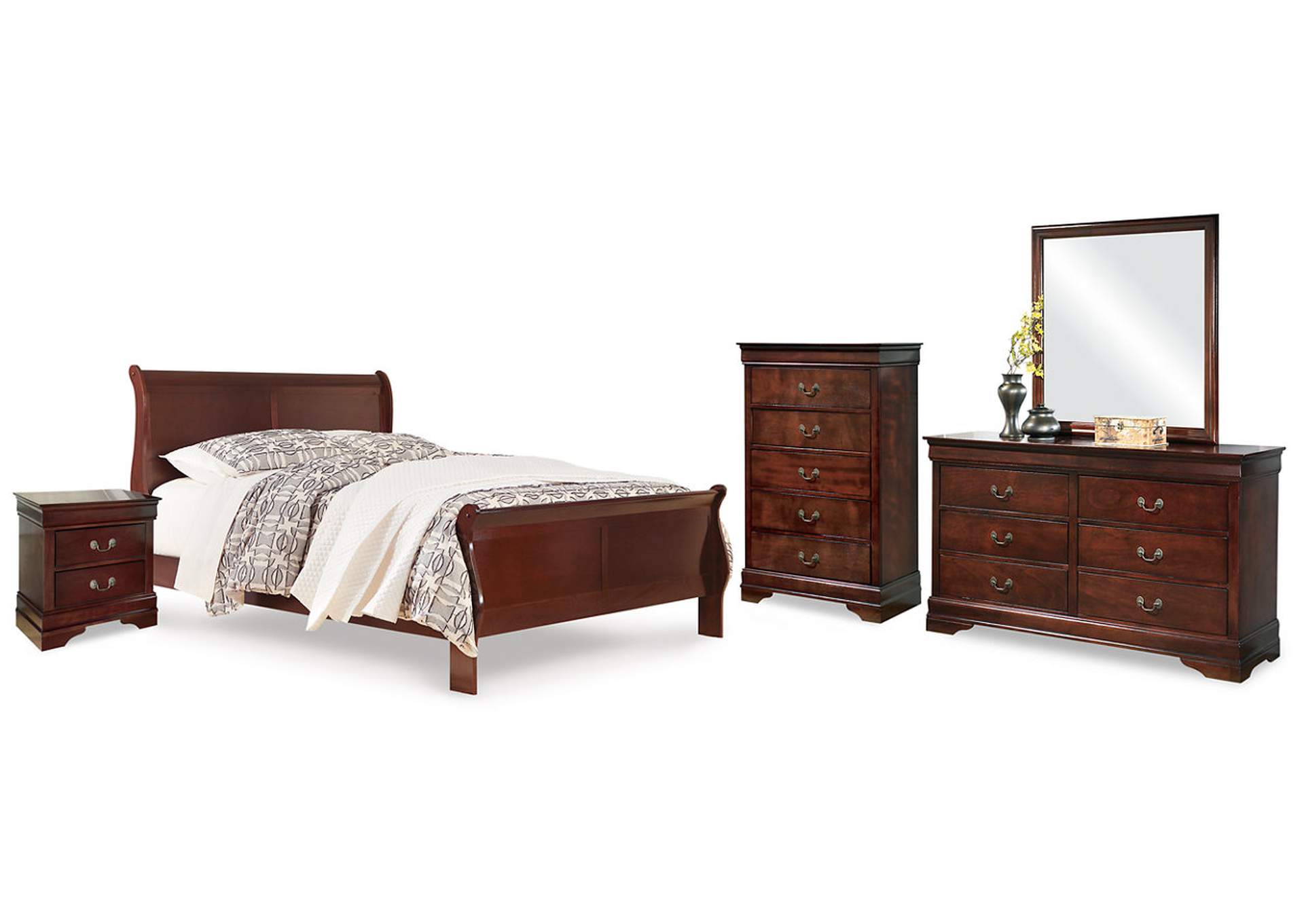 Alisdair Queen Sleigh Bed with Mirrored Dresser, Chest and 2 Nightstands,Signature Design By Ashley