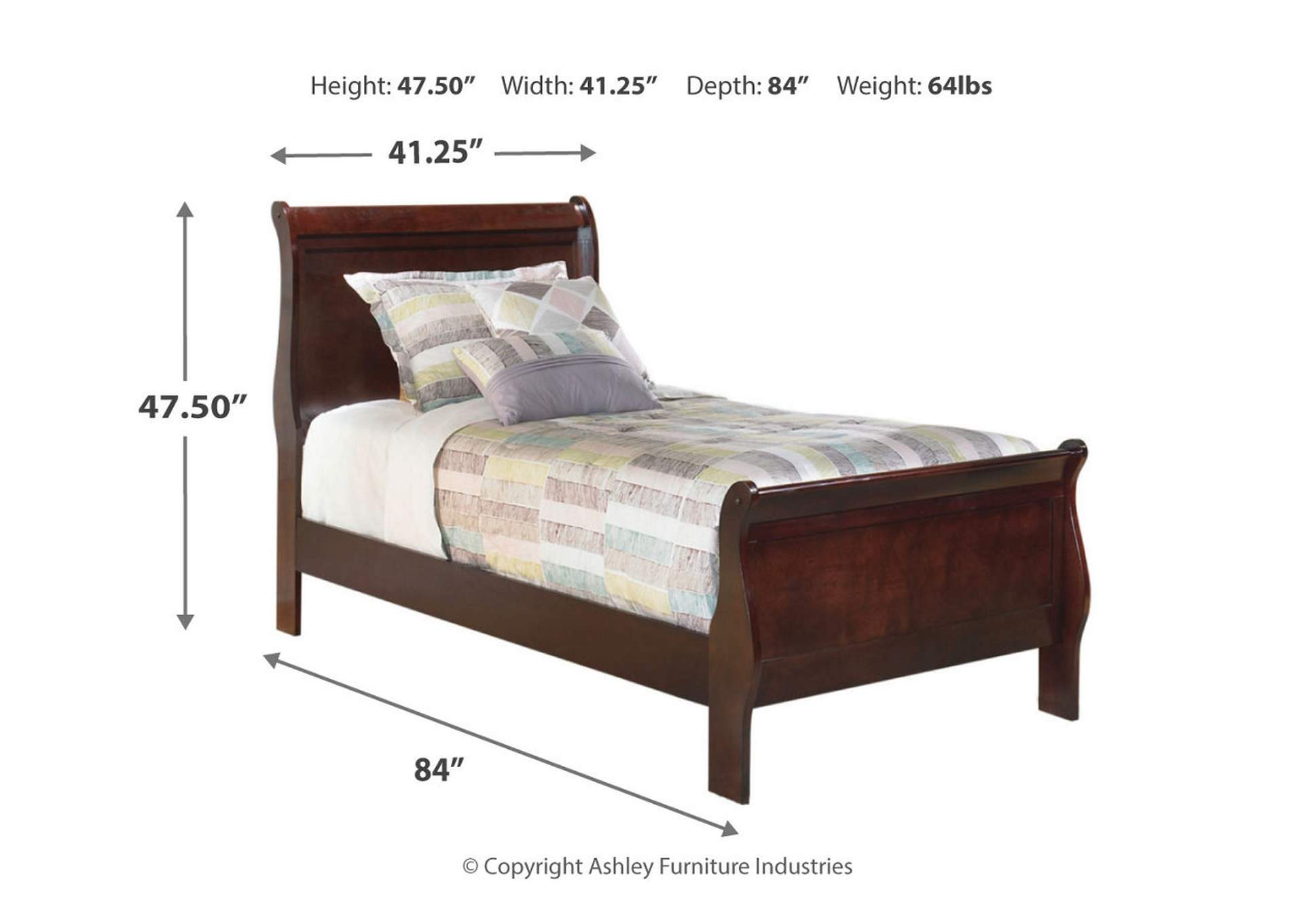 Alisdair Twin Sleigh Bed with Mirrored Dresser,Signature Design By Ashley