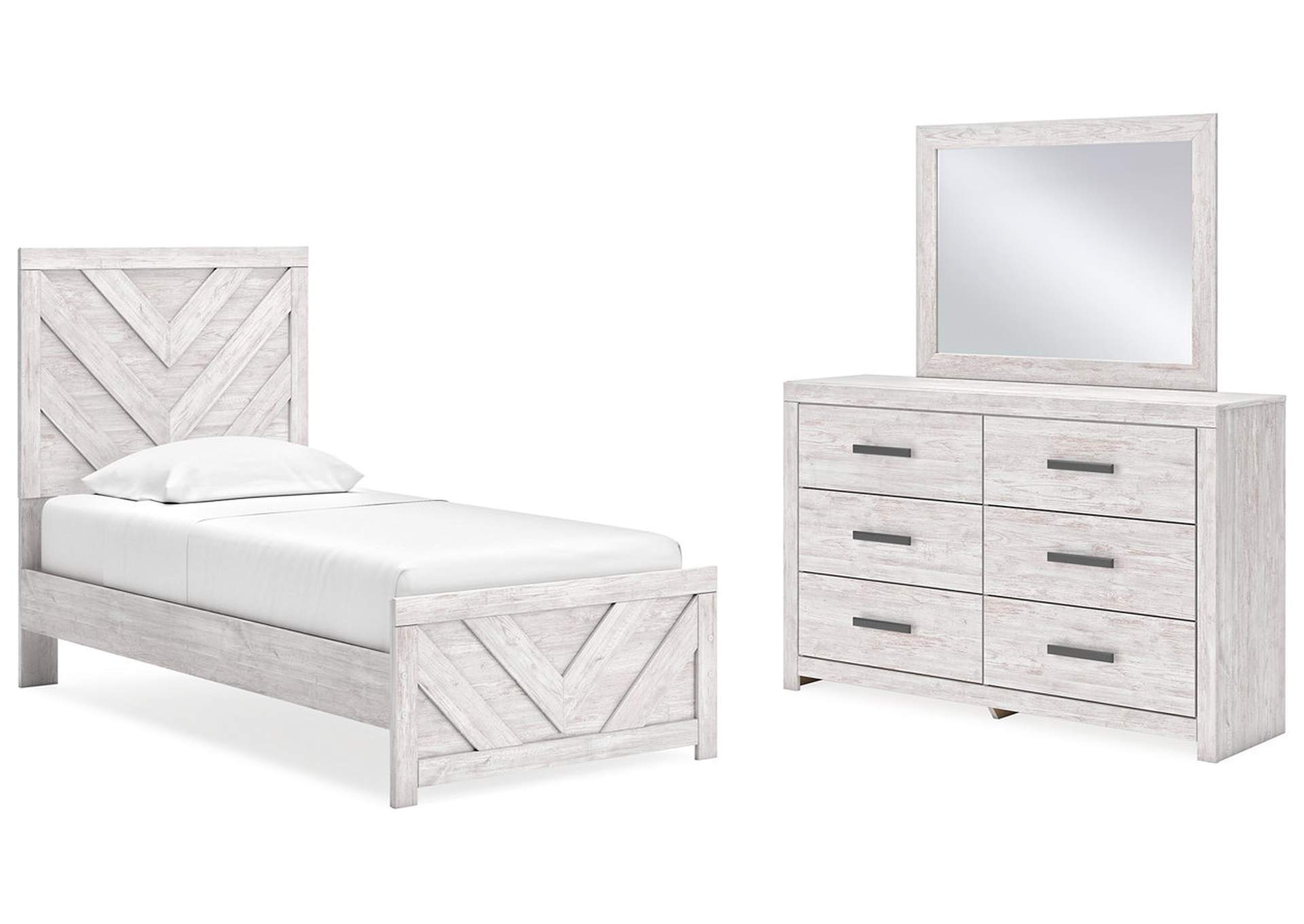 Cayboni Twin Panel Bed with Mirrored Dresser,Signature Design By Ashley