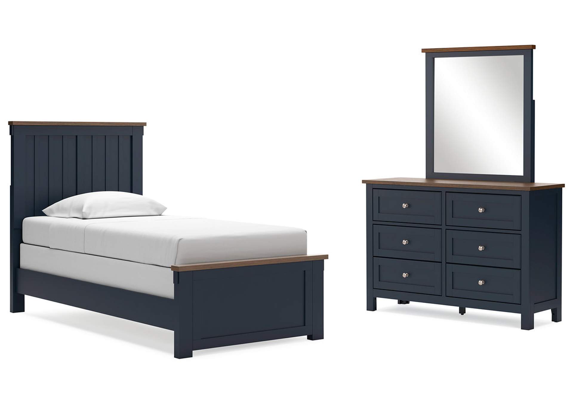 Landocken Twin Panel Bed with Mirrored Dresser,Signature Design By Ashley