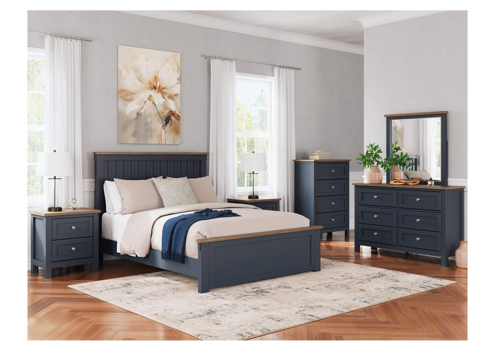 Landocken Queen Panel Bed with 2 Nightstands,Signature Design By Ashley