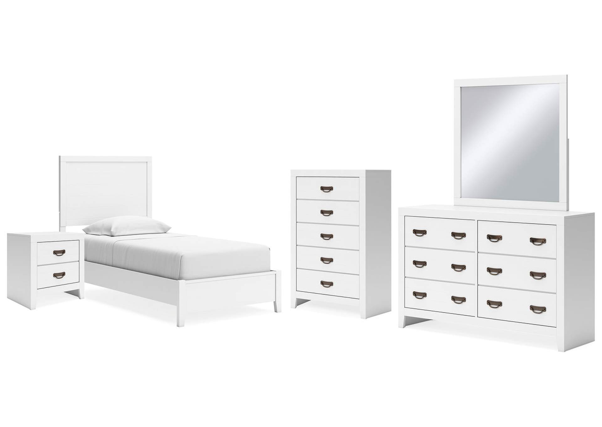 Binterglen Twin Panel Bed with Mirrored Dresser, Chest and Nightstand,Signature Design By Ashley