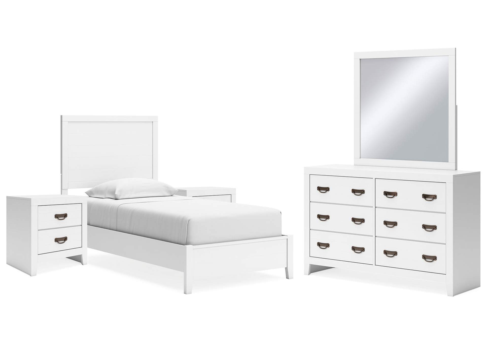 Binterglen Twin Panel Bed with Mirrored Dresser and 2 Nightstands,Signature Design By Ashley