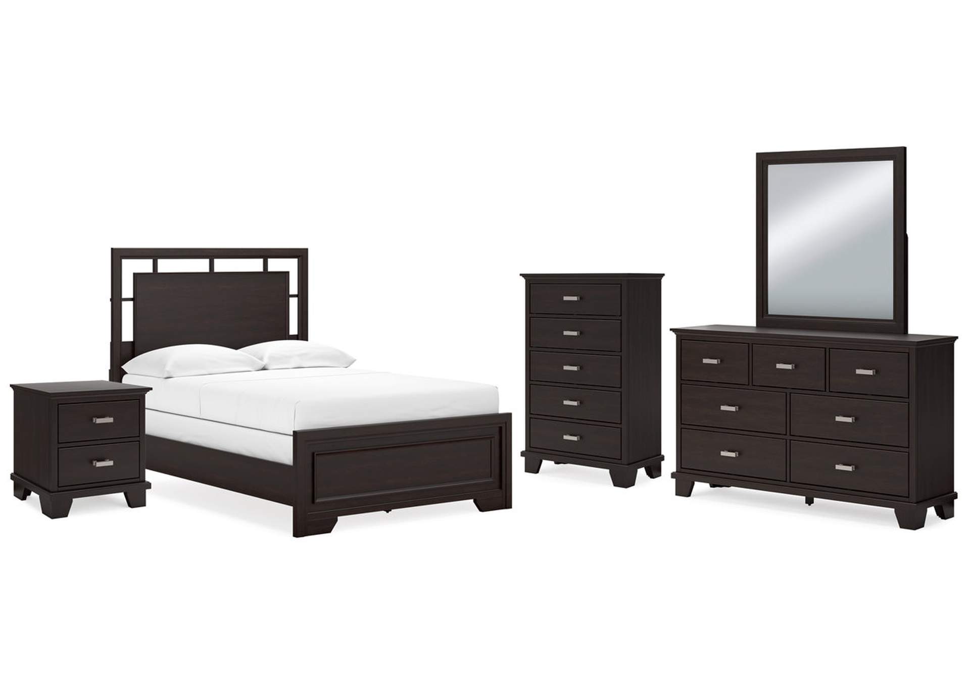 Covetown Full Panel Bed with Mirrored Dresser, Chest and Nightstand,Signature Design By Ashley