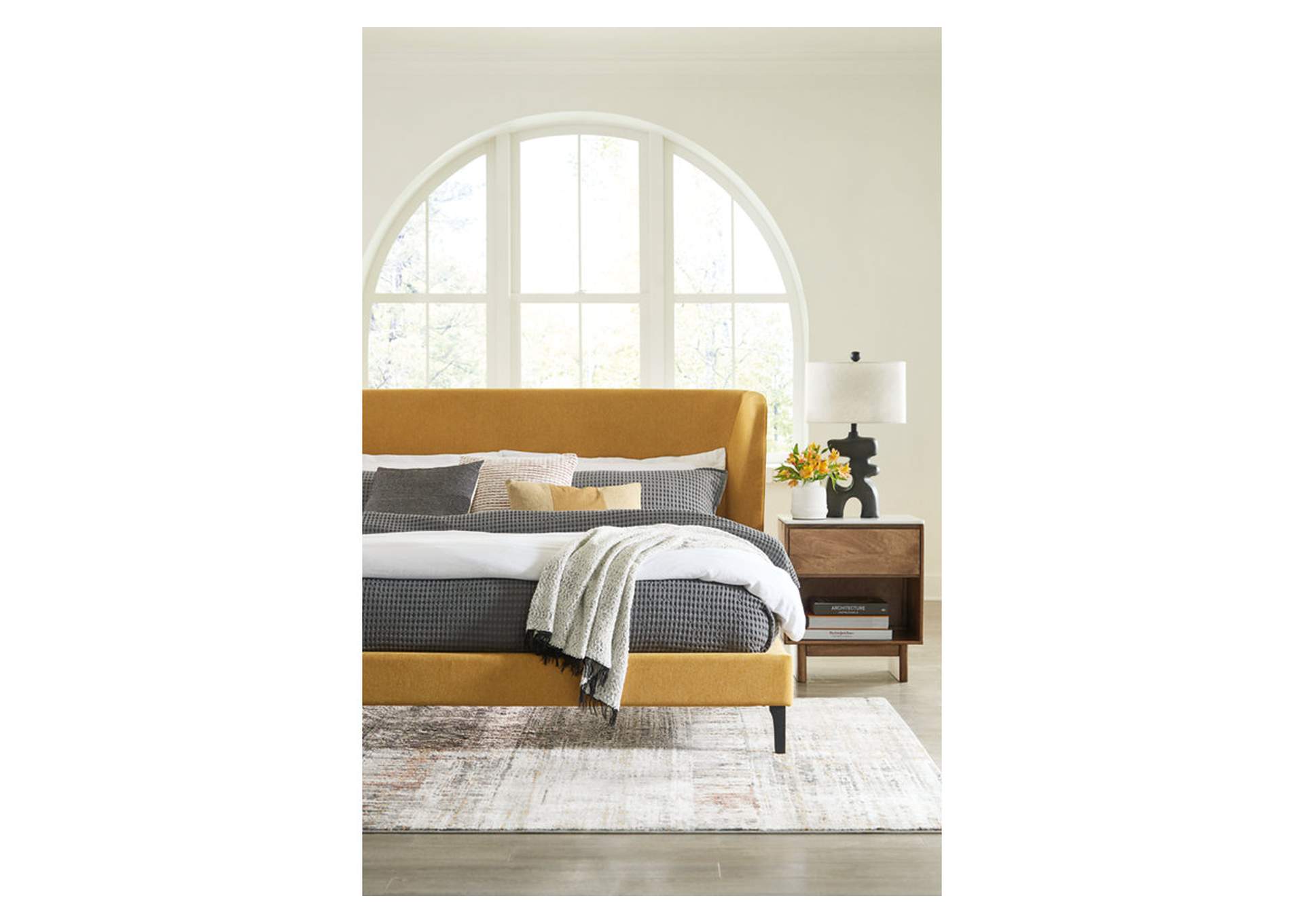 Maloken King Upholstered Bed with Roll Slats,Ashley