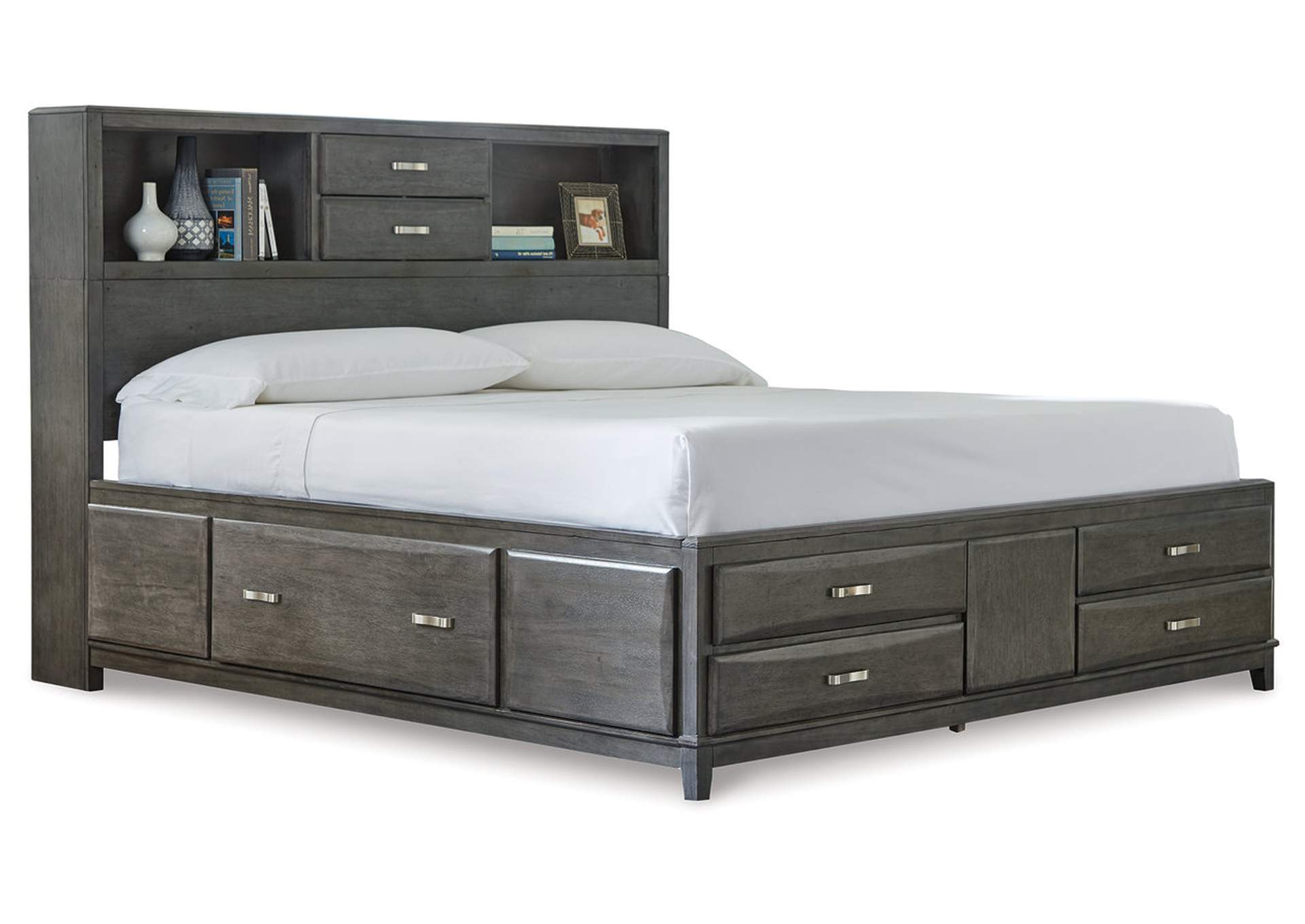 Caitbrook California King Storage Bed with 8 Storage Drawers with Mirrored Dresser and Chest,Signature Design By Ashley