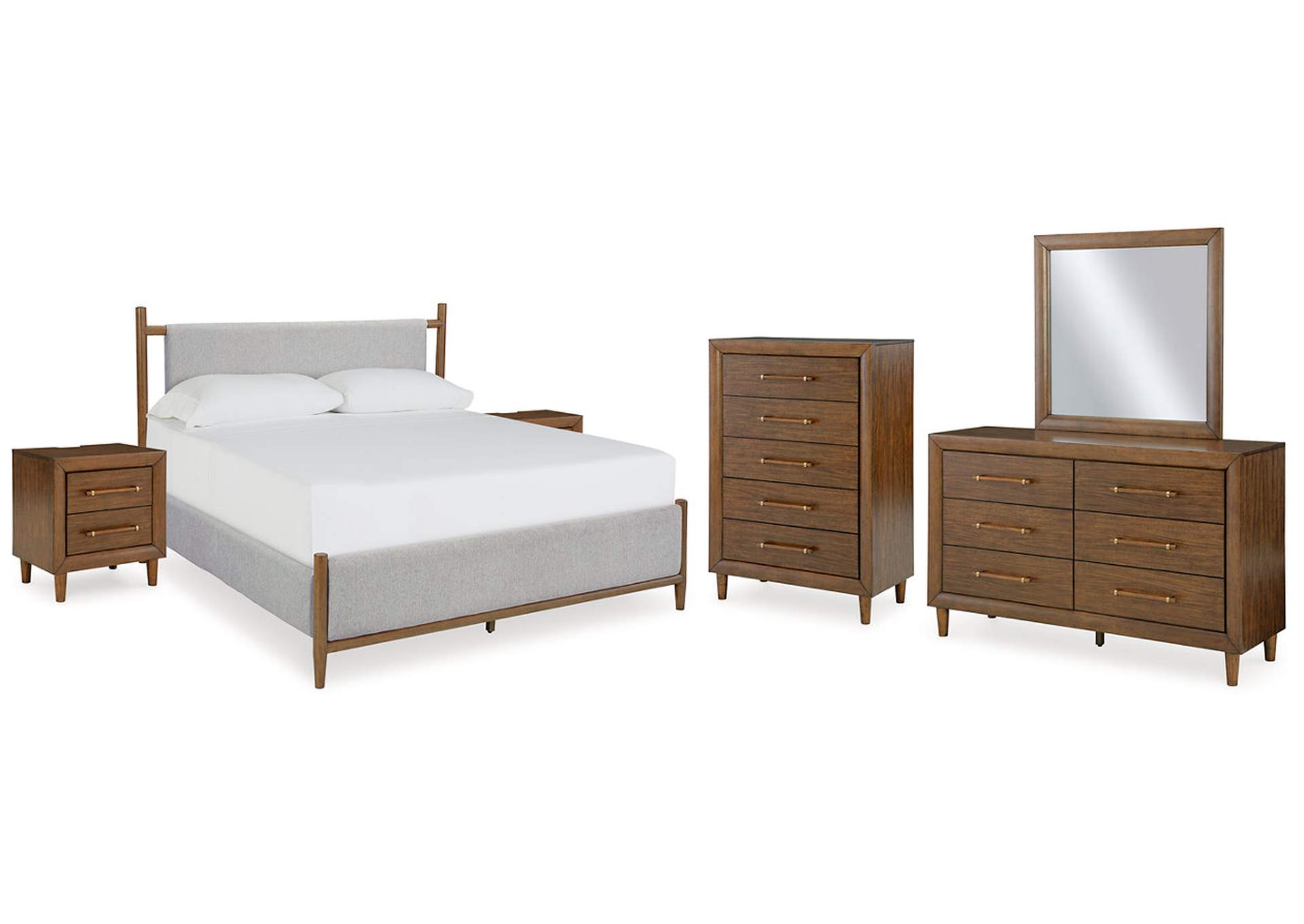 Lyncott King Upholstered Bed with Mirrored Dresser, Chest and 2 Nightstands,Signature Design By Ashley