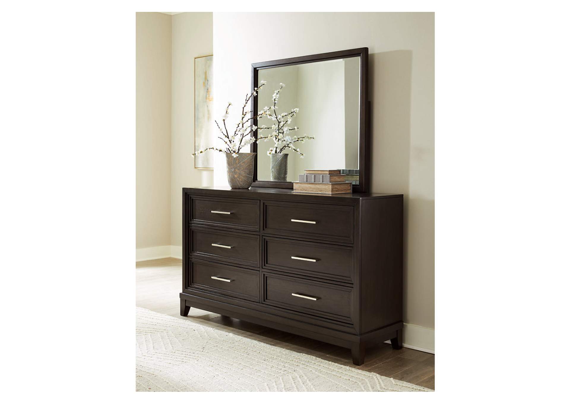 Neymorton King Upholstered Panel Bed with Mirrored Dresser, Chest and Nightstand,Signature Design By Ashley